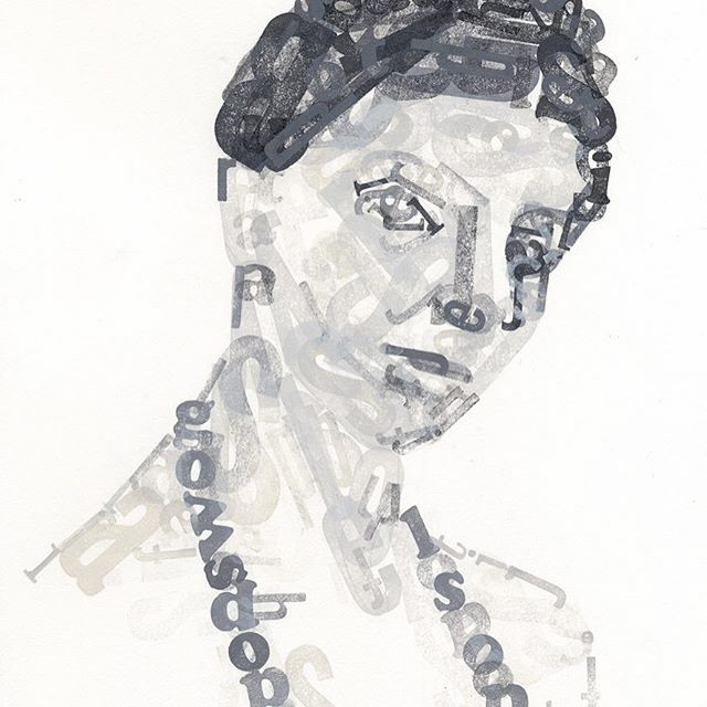 After Paula Modersohn-Becker, moveable type letterpress monoprint