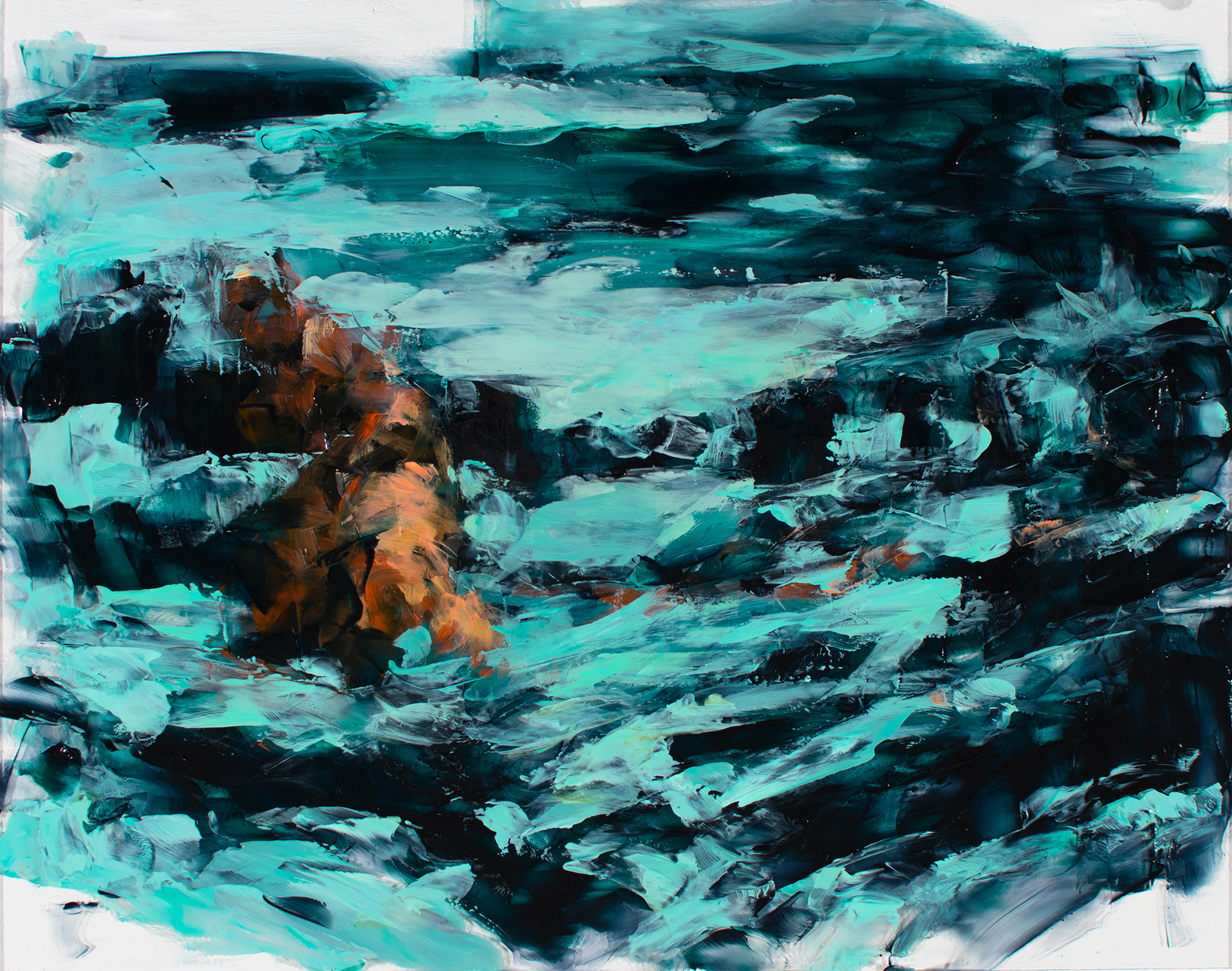 Lost, oil and acrylic on plexiglass, 11" x 14"