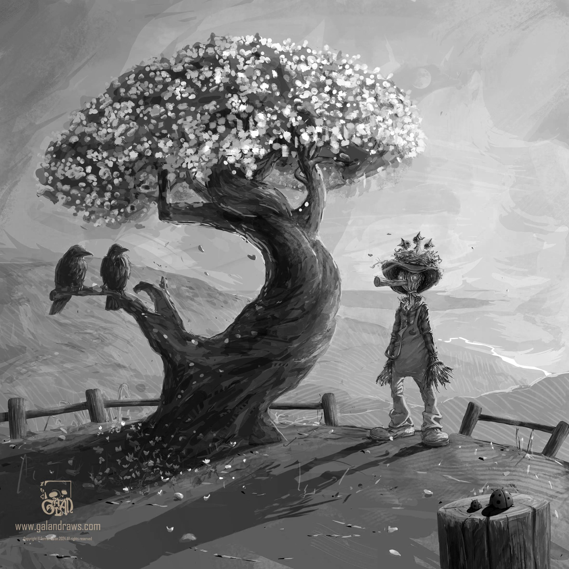 "Carecrow" - Grayscale - Digital painting