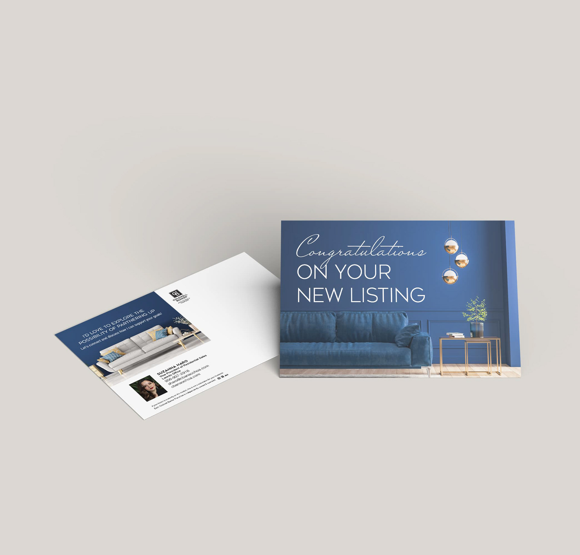 New listing congratulations postcard.