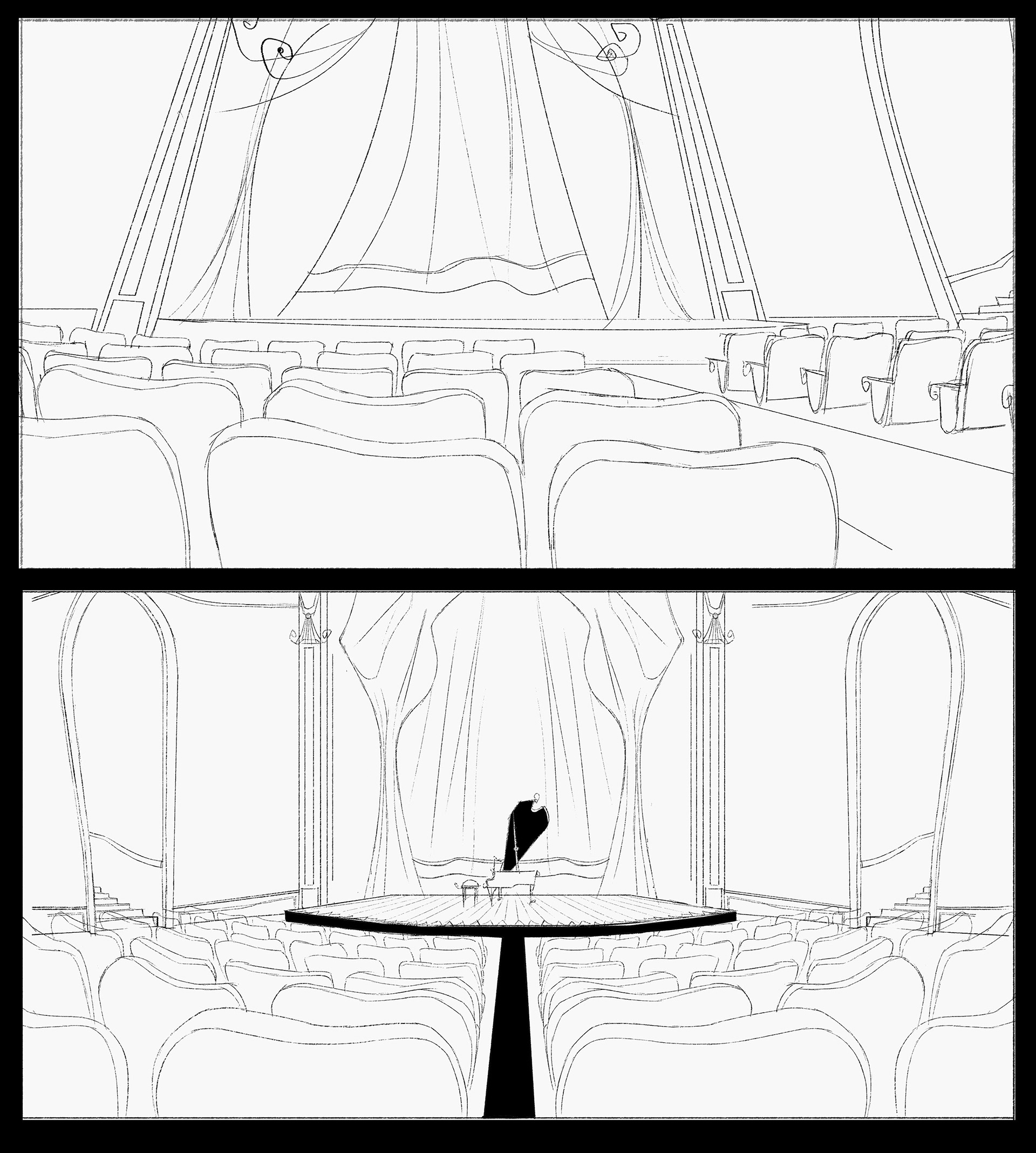 Line Art and Concept Sketch for Scene Mockup