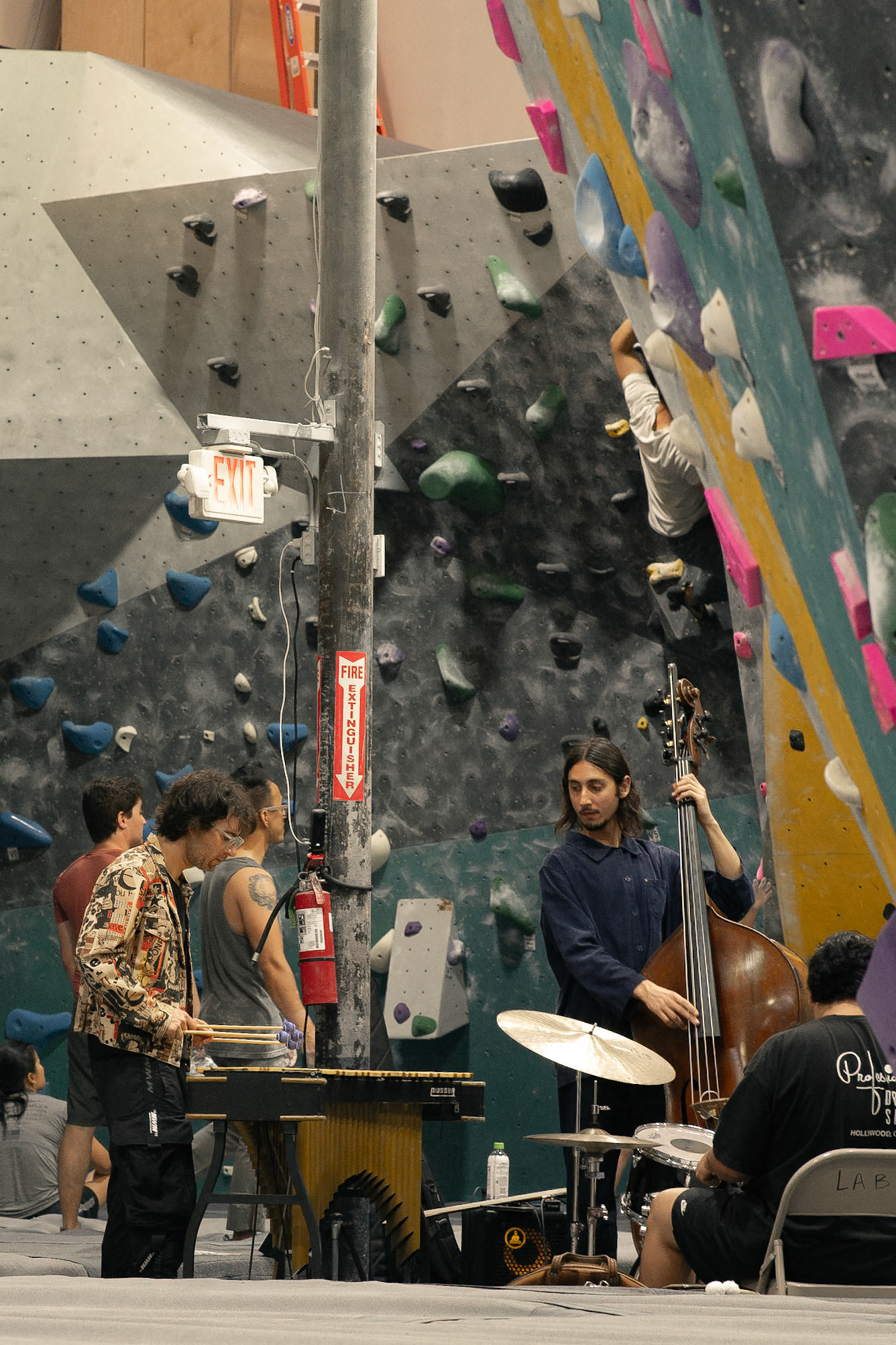A trio playing a jazz session. Photographed by Francisco Santiago on 2025.05.28 at LA Boulders in Los Angeles, CA. Shot using a Sony A7III.