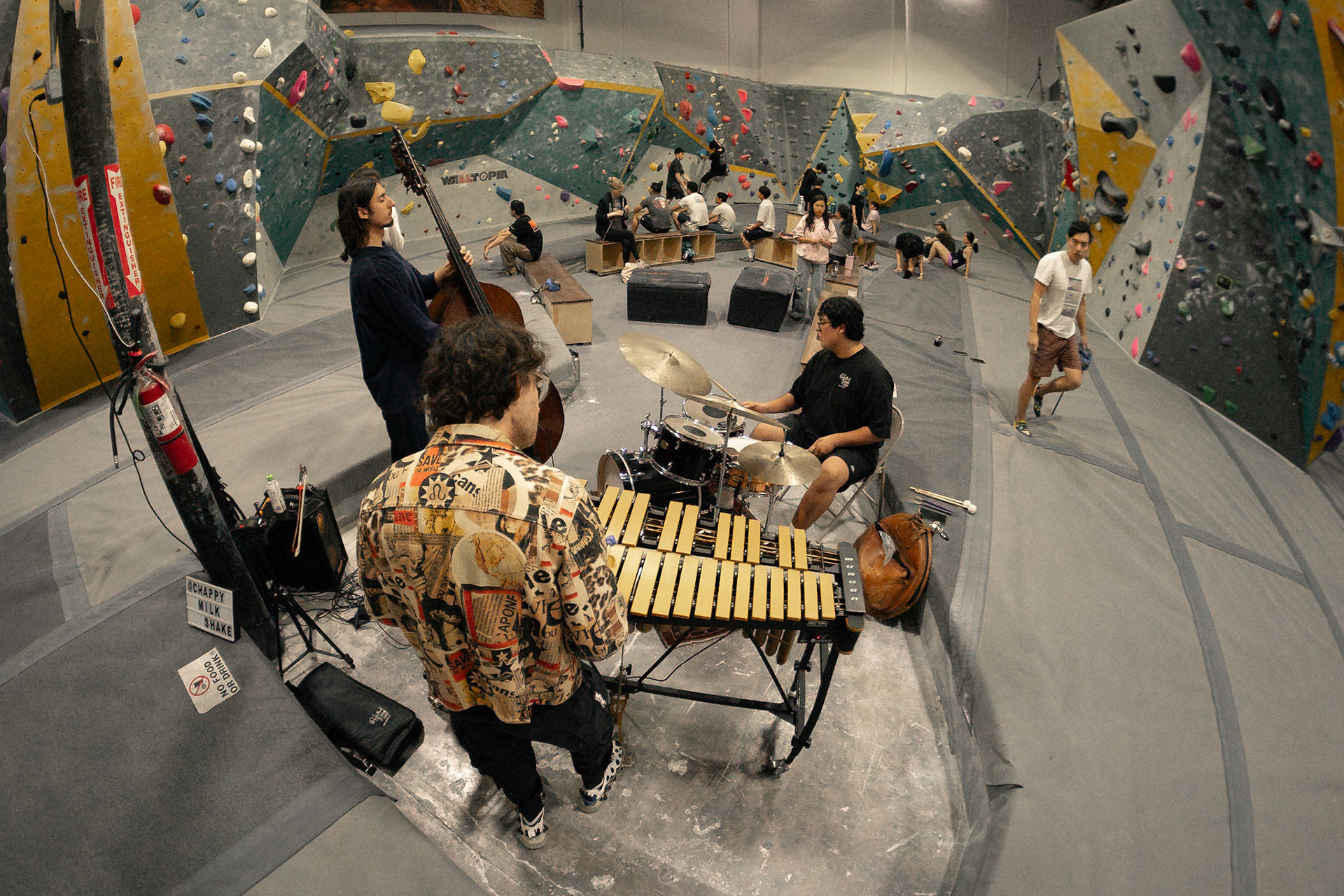 A trio playing a jazz session. Photographed by Francisco Santiago on 2025.05.28 at LA Boulders in Los Angeles, CA. Shot using a Sony A7III.