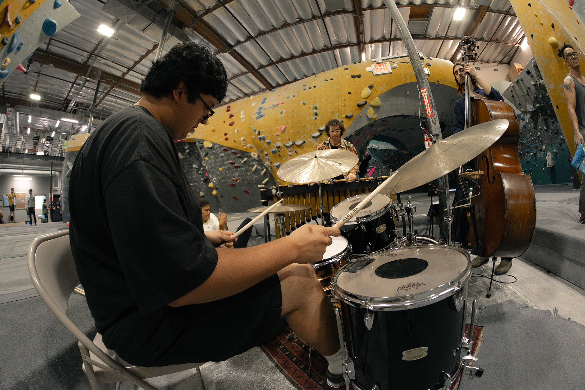 A trio playing a jazz session. Photographed by Francisco Santiago on 2025.05.28 at LA Boulders in Los Angeles, CA. Shot using a Sony A7III.