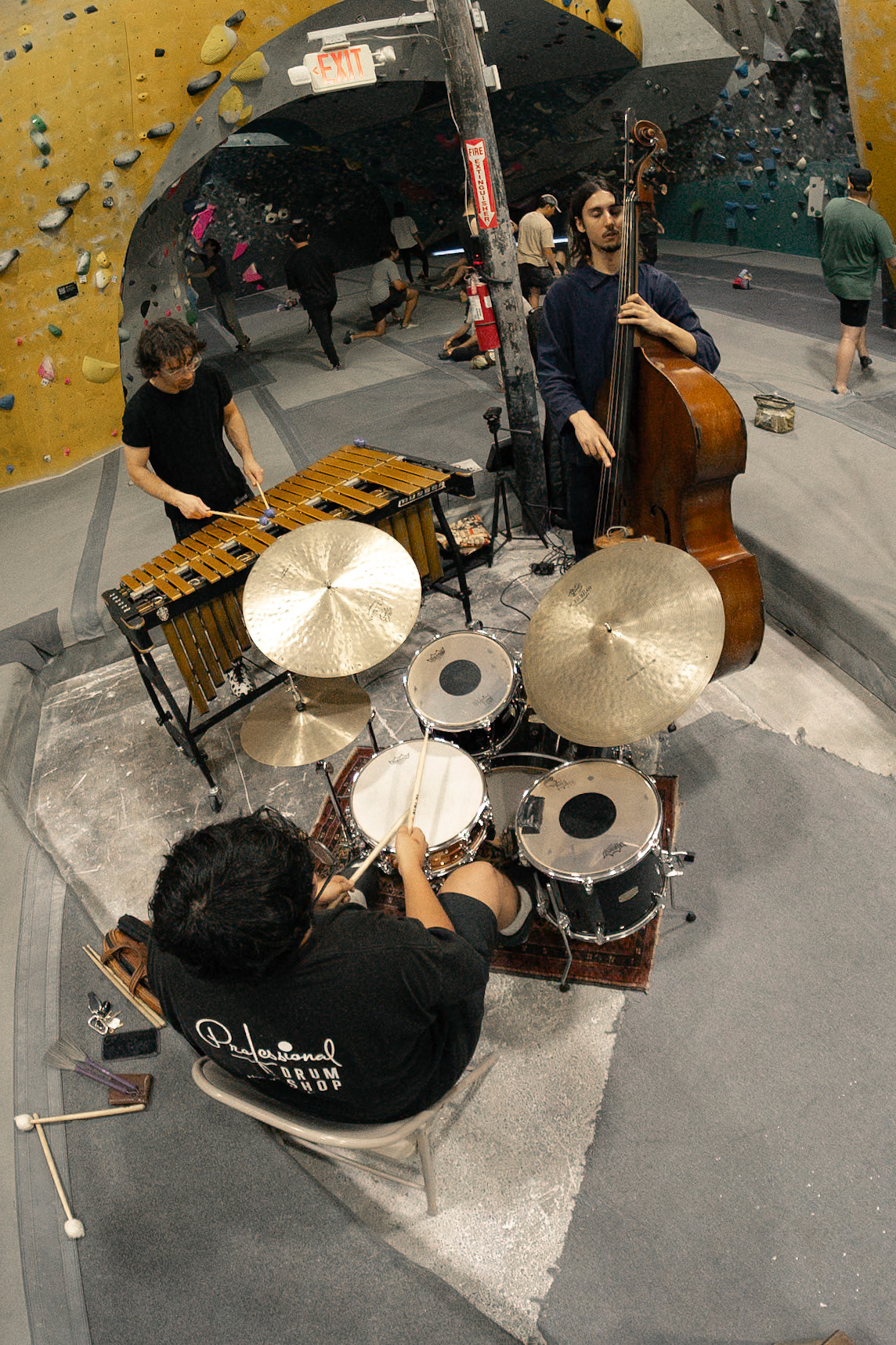 A trio playing a jazz session. Photographed by Francisco Santiago on 2025.05.28 at LA Boulders in Los Angeles, CA. Shot using a Sony A7III.