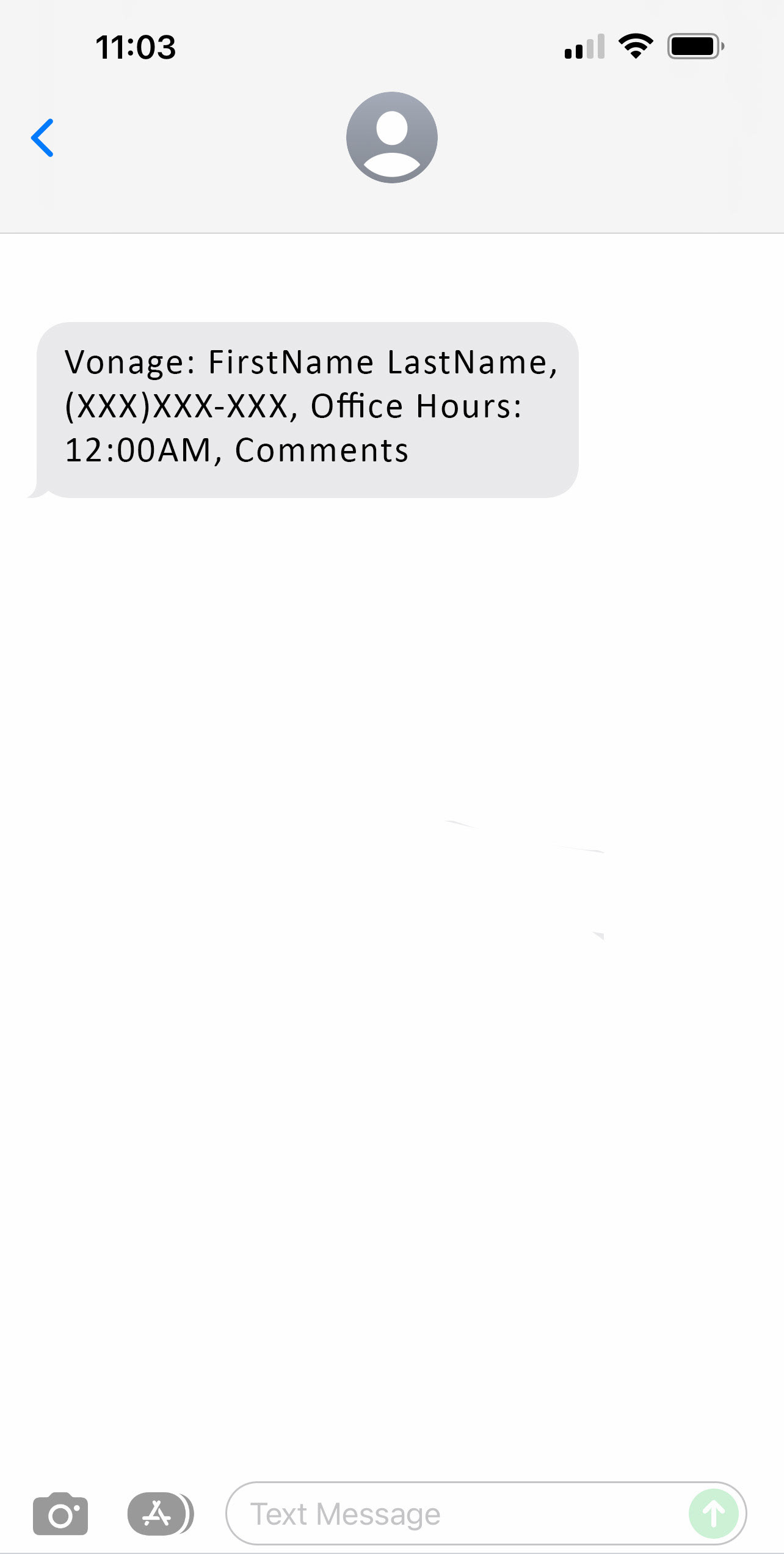 Confirmation text