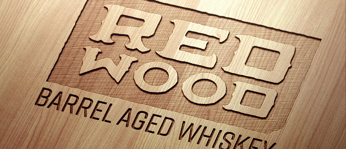 Redwood logo, branded into wood