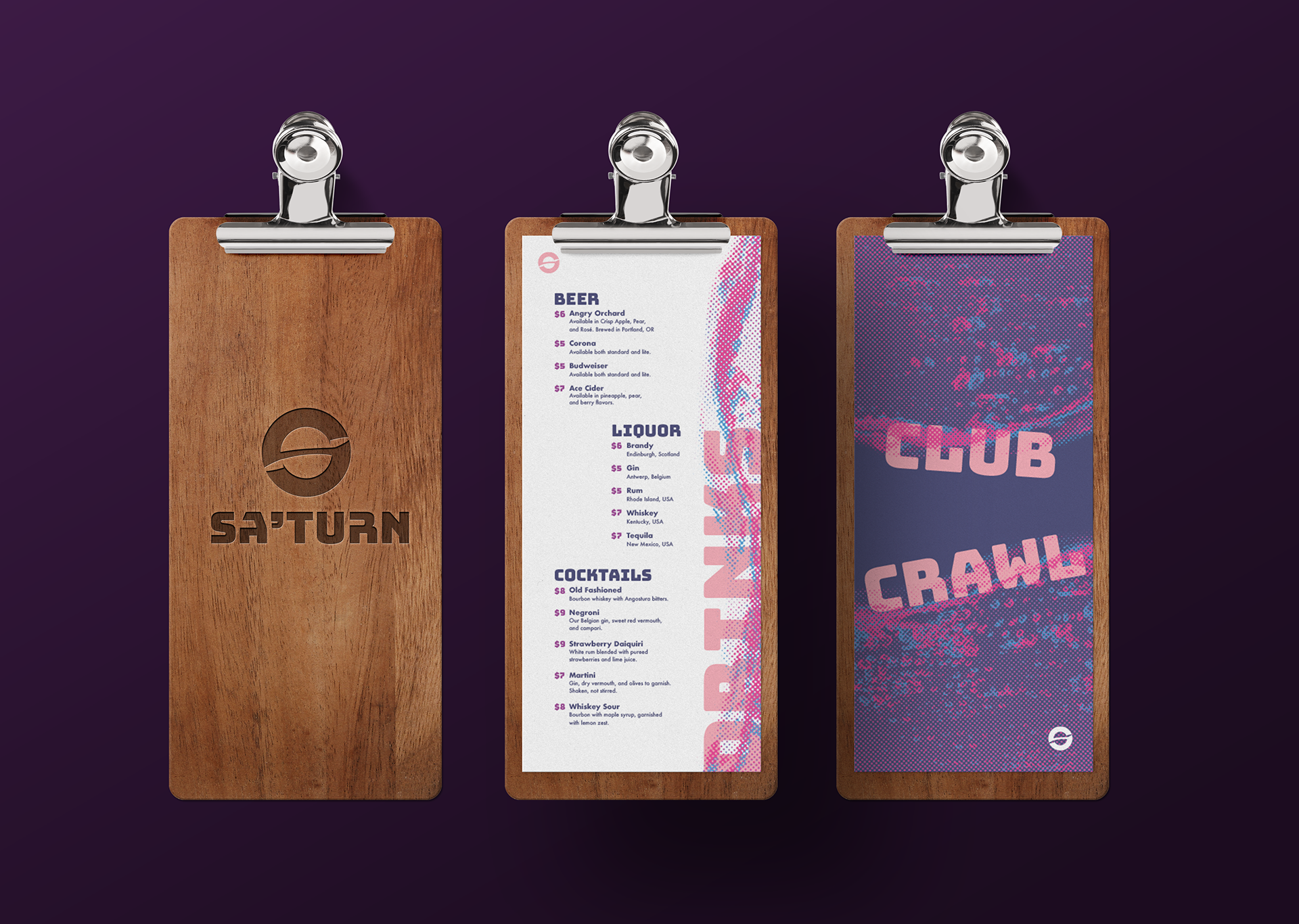 Sa'Turn club crawl menu