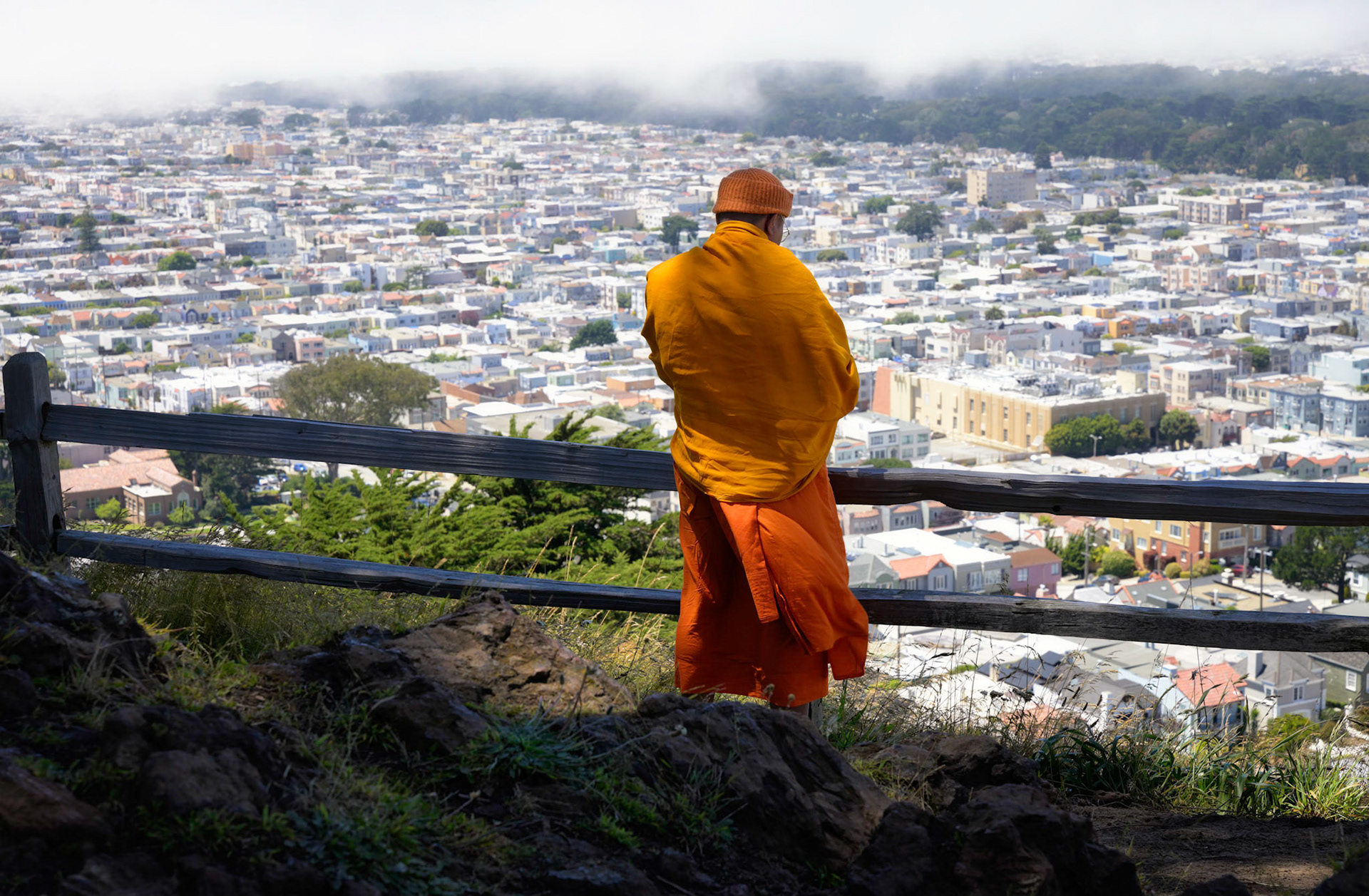 Buddhist Monk in San Francisco's Grand View Park