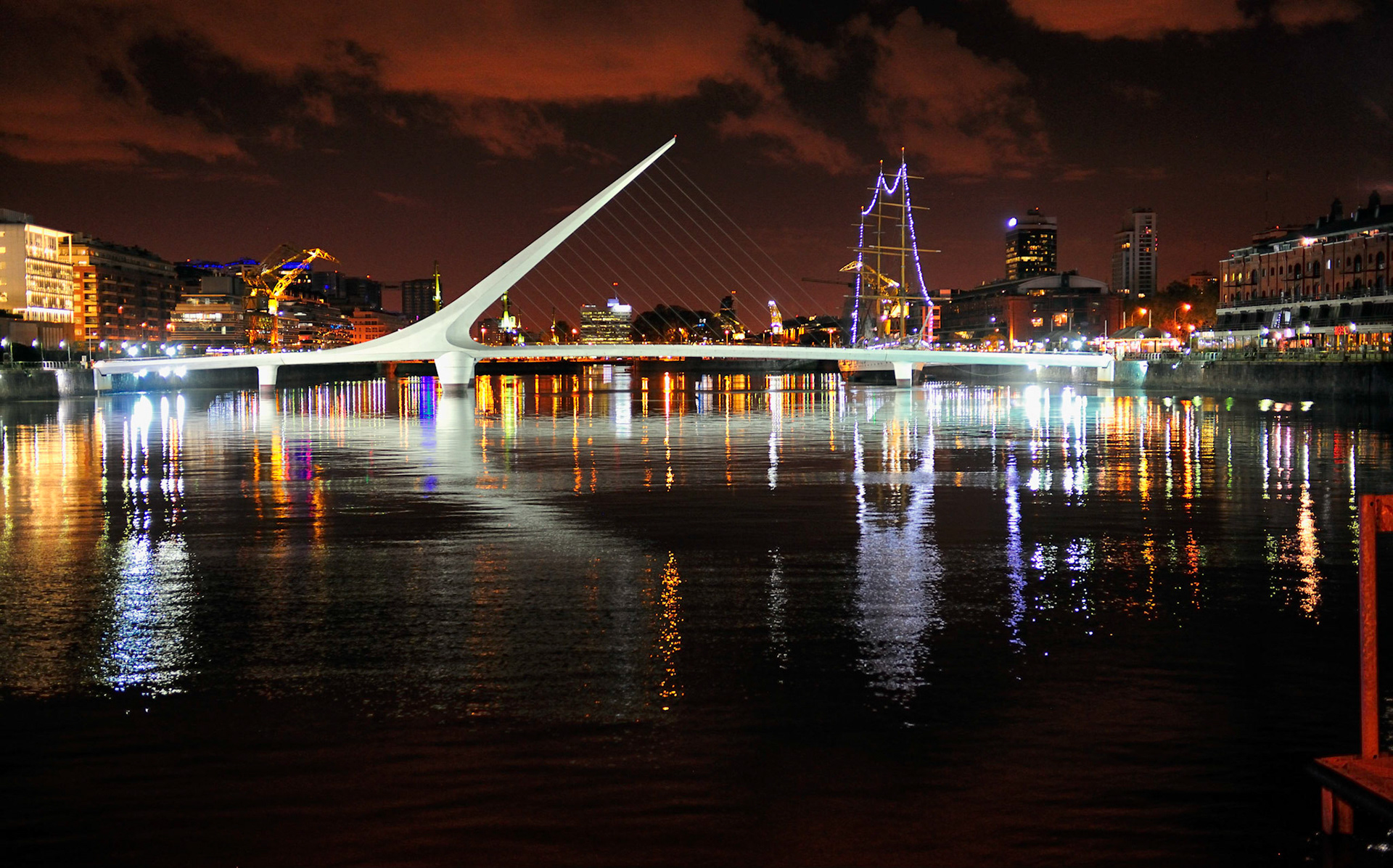 Nighttime at Puente de la Mujer Bridge
