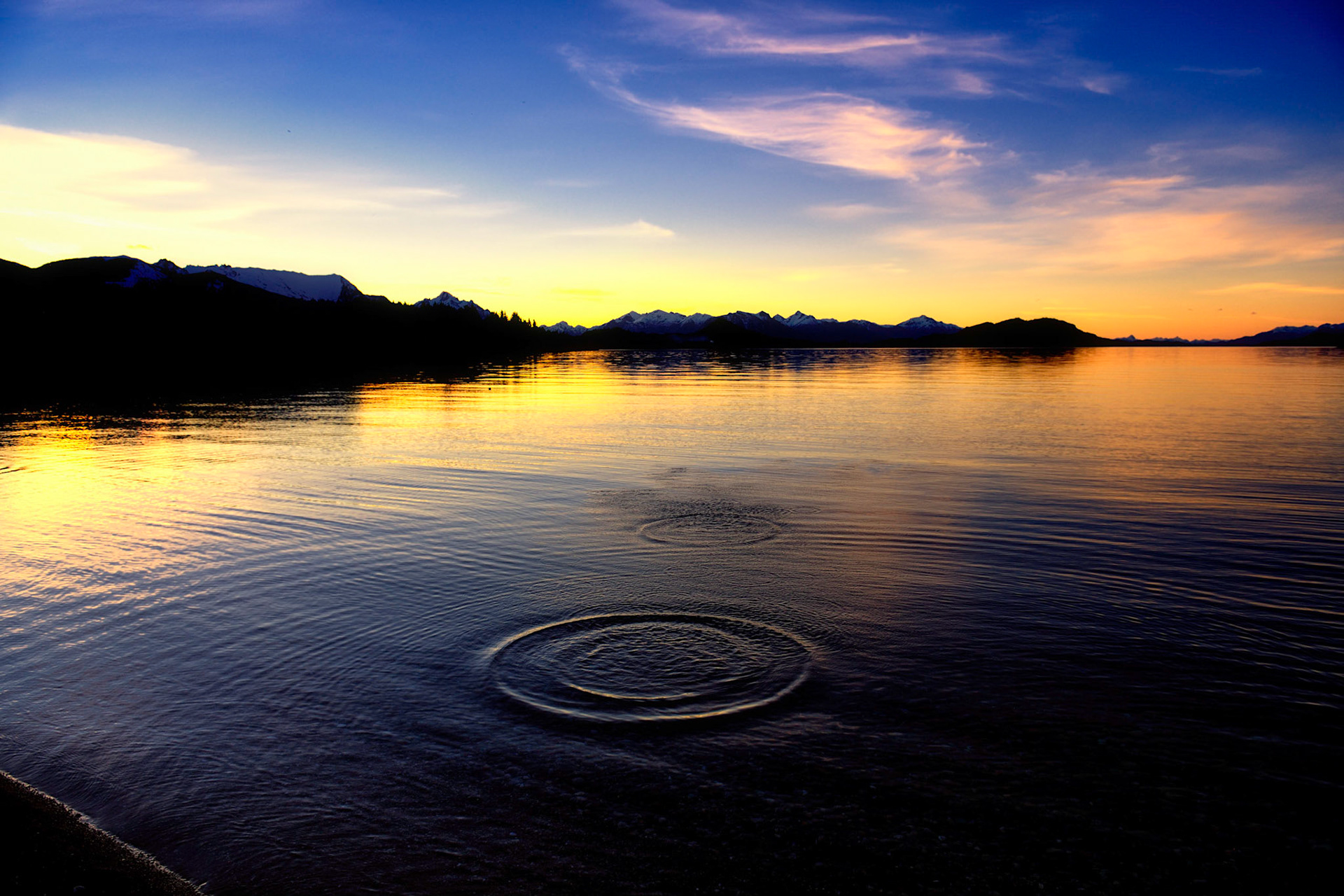 Skipping stones on Nahuel Huapi Lake