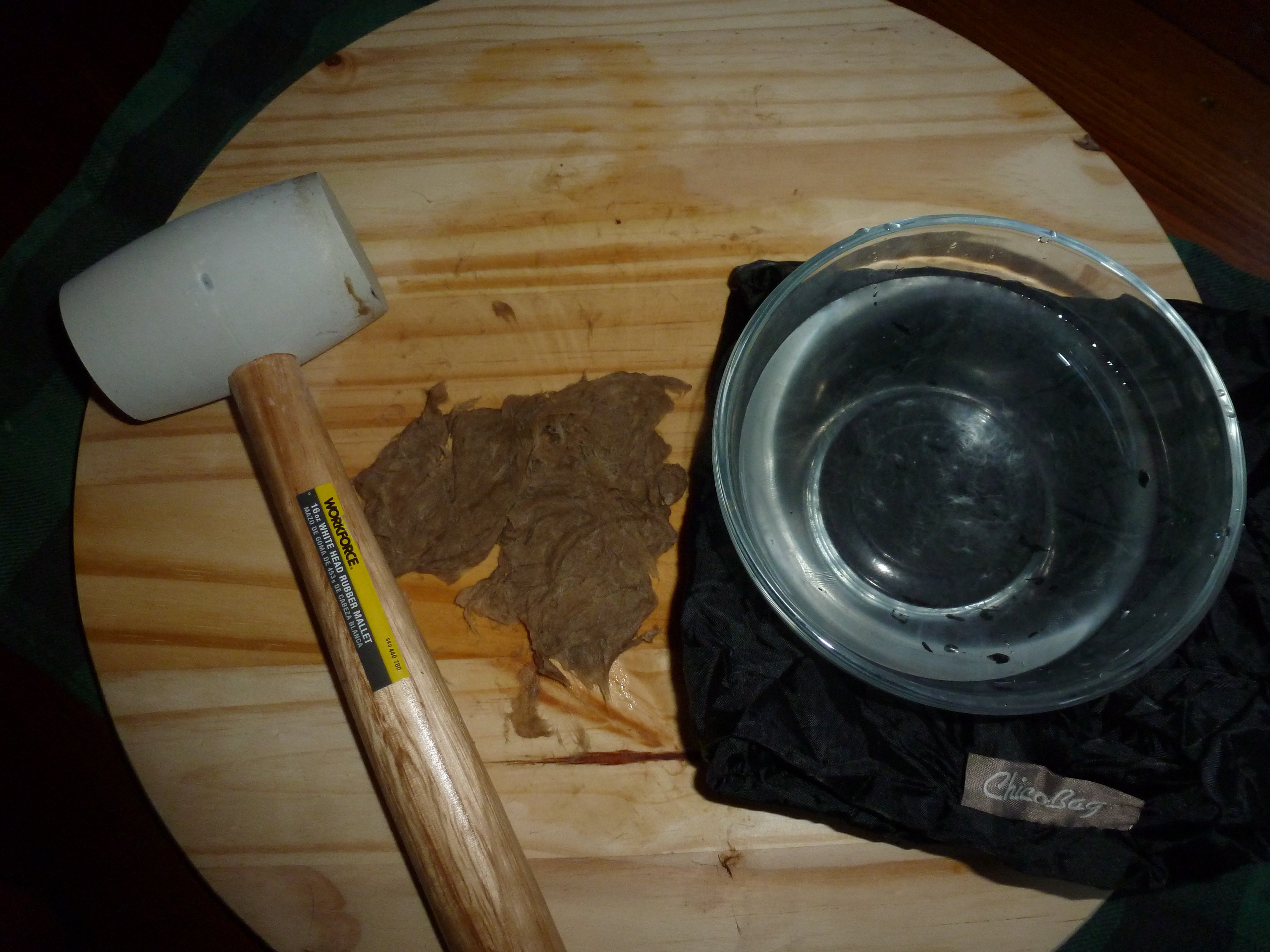 Beating Kozo fiber