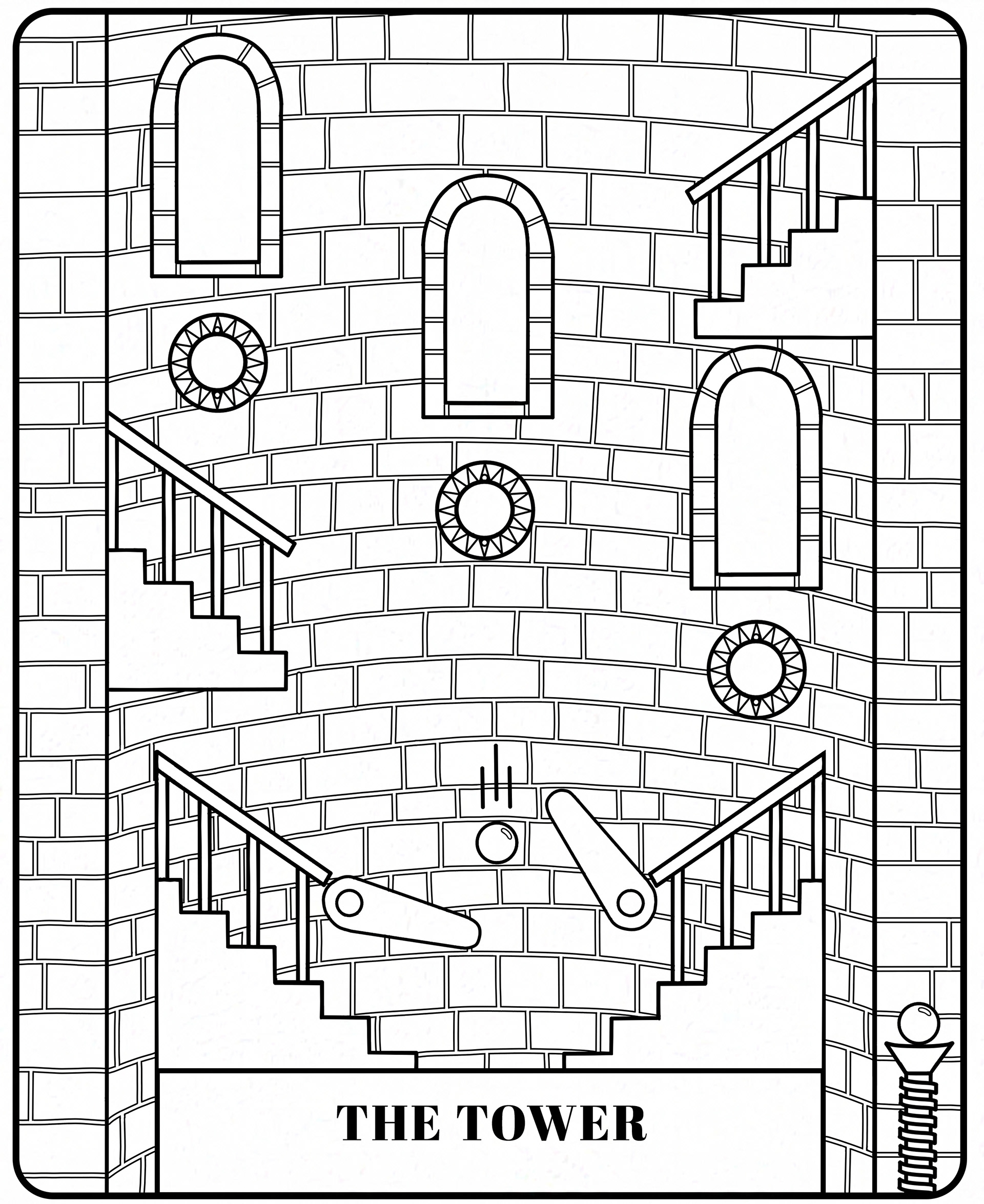 The Tower Tarot Coloring Page