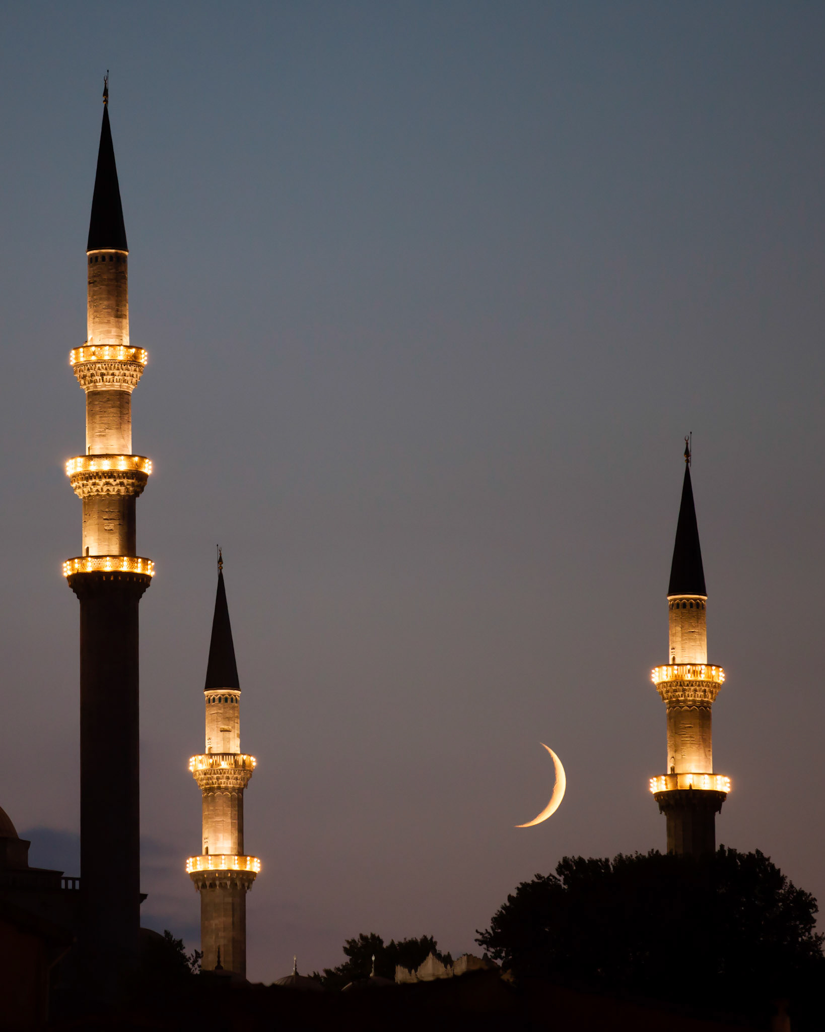Minarets at moonset