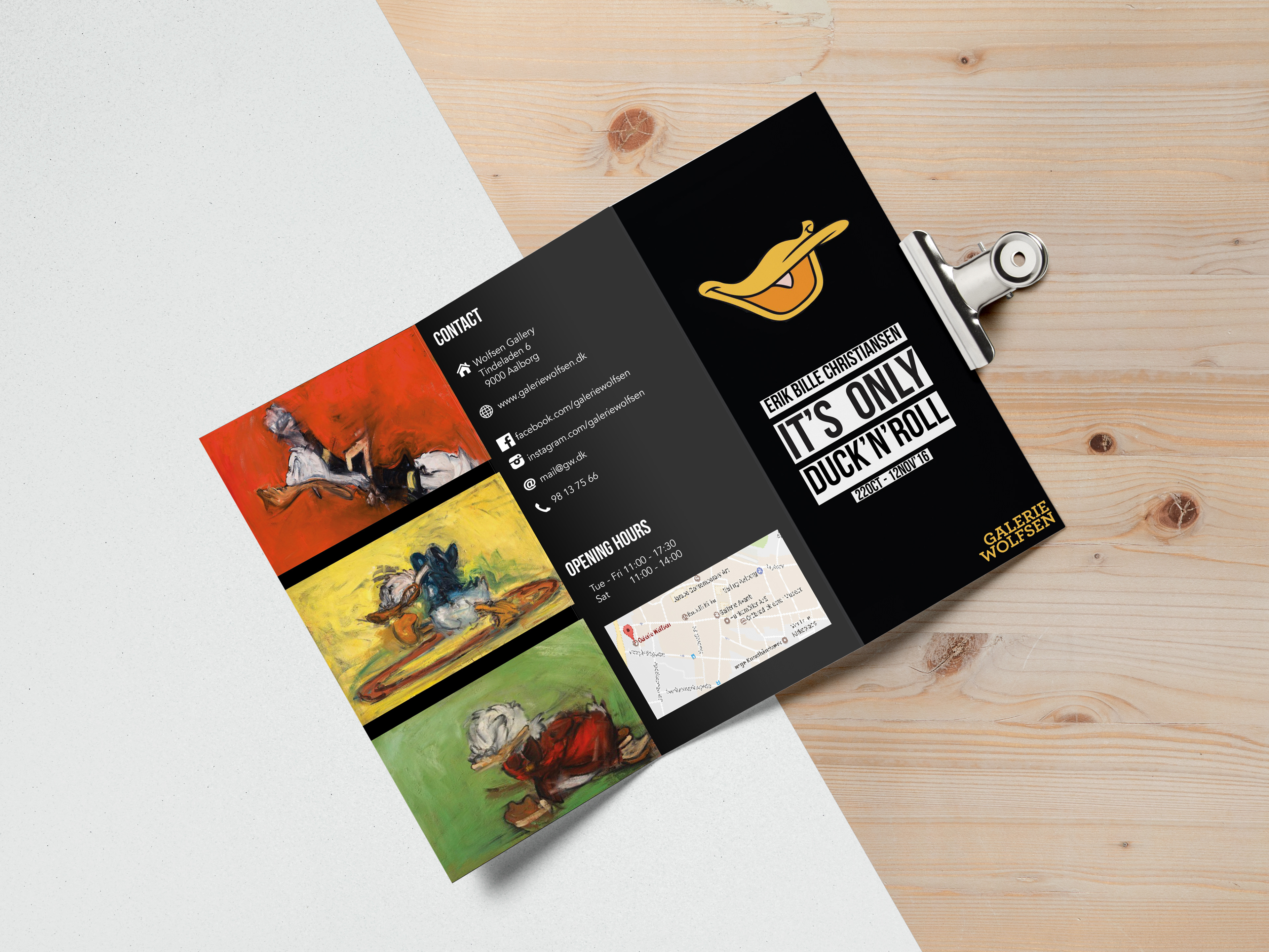 Leaflet for Exhibition, Gallerie Wolfsen, Aalborg, Denmark.