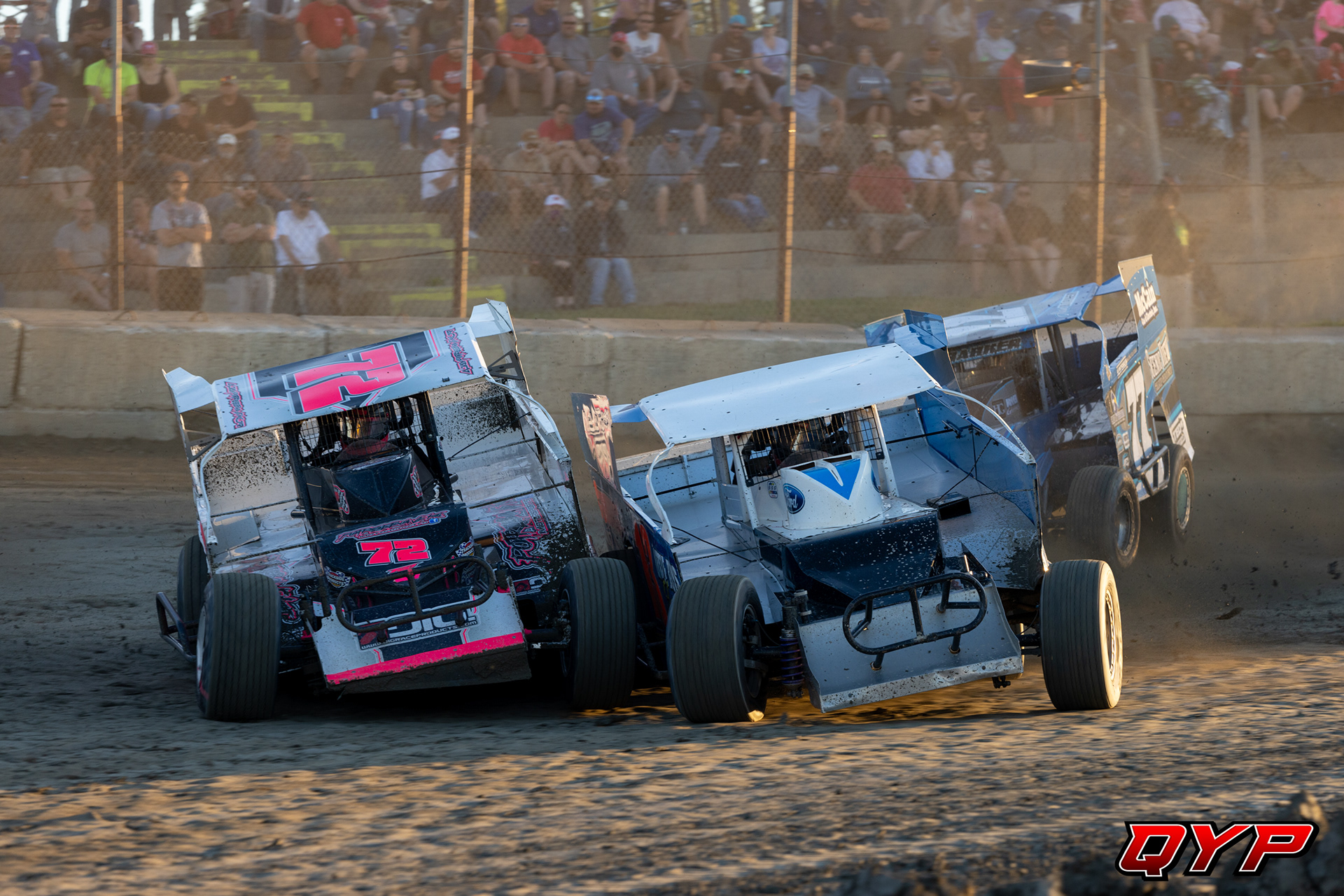 #72 AJay Potrzebowski. #13 Landon Cummings. #77 Alan Barker. Thunder Mountain Speedway. 7/3/22