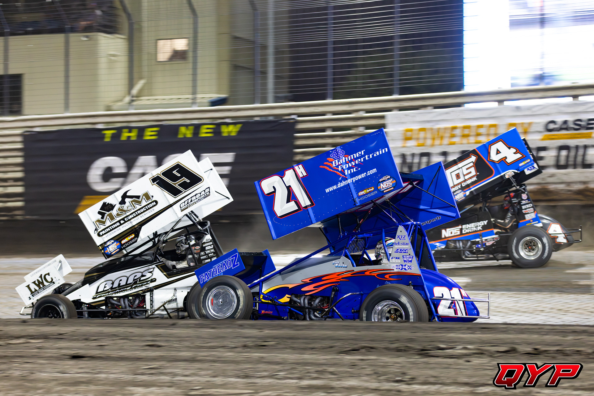 #21H Brady Bacon. #19 Brent Marks. #4 Chris Windom. Knoxville Raceway. 8/11/23