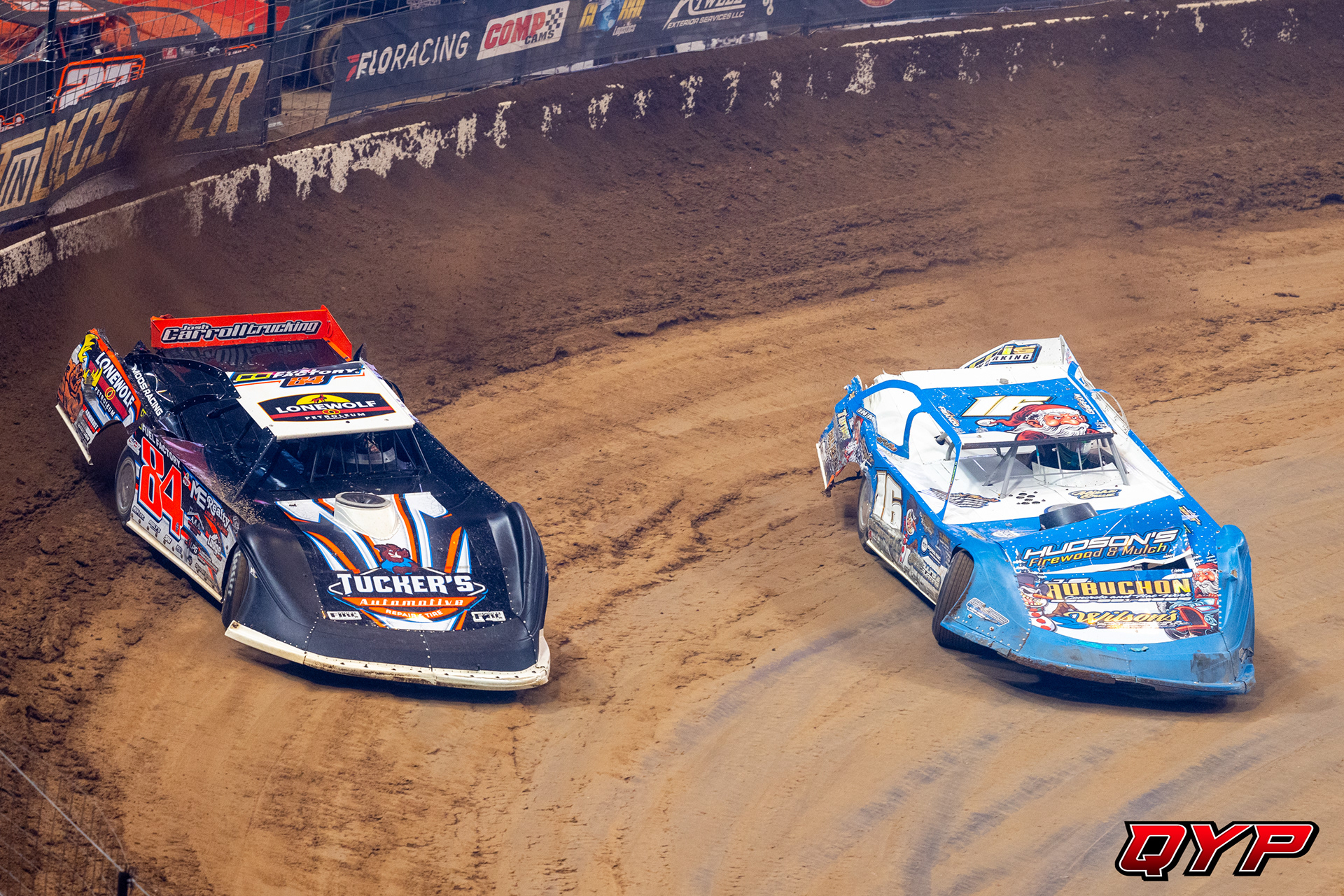 #84 Myles Moos. #16 Rusty Griffaw. Gateway Dirt Nationals. 12/16/23