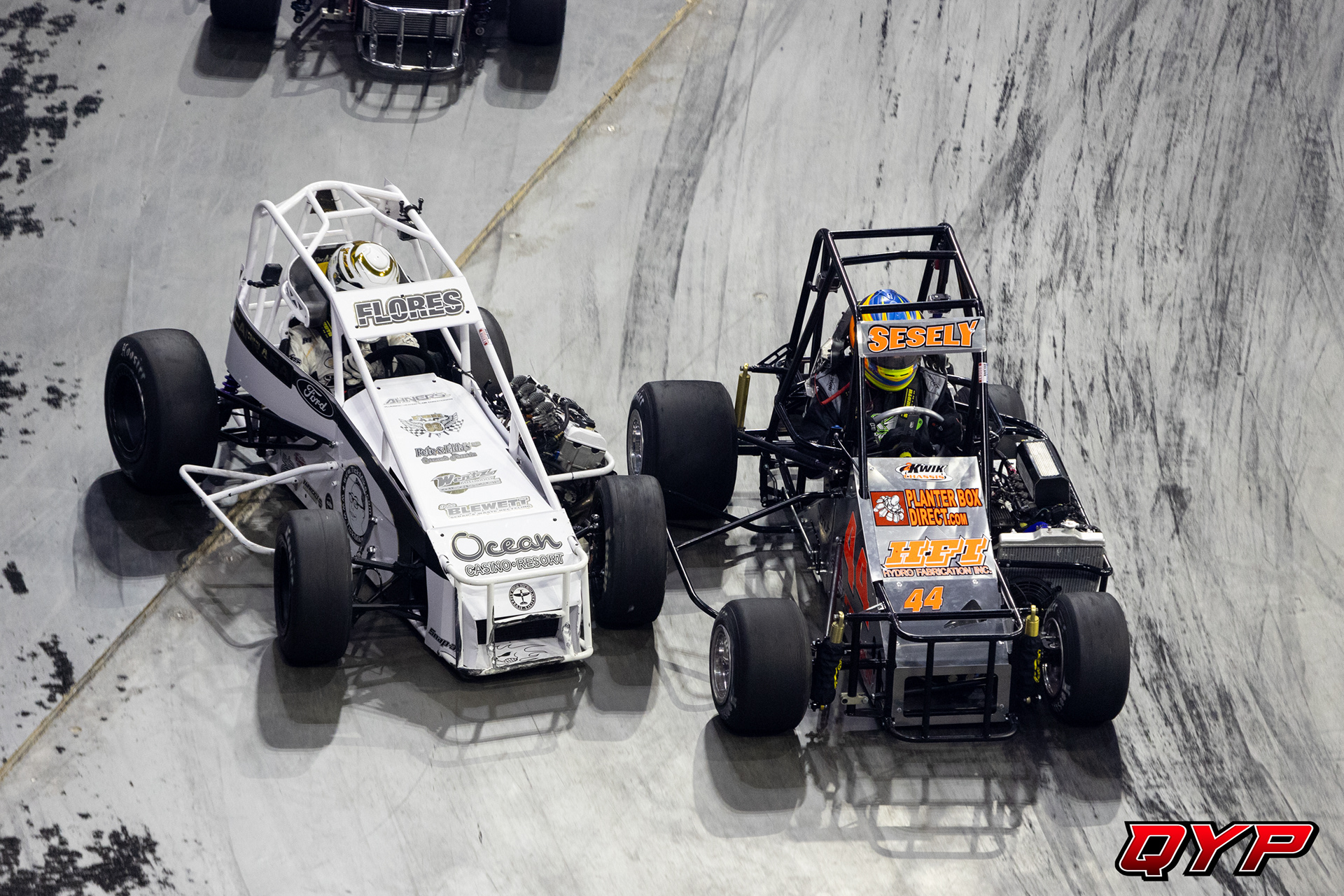 #44 Anthony Sesely. #15 Ryan Flores. PPL Center Indoor Auto Racing Championship. 1/7/23