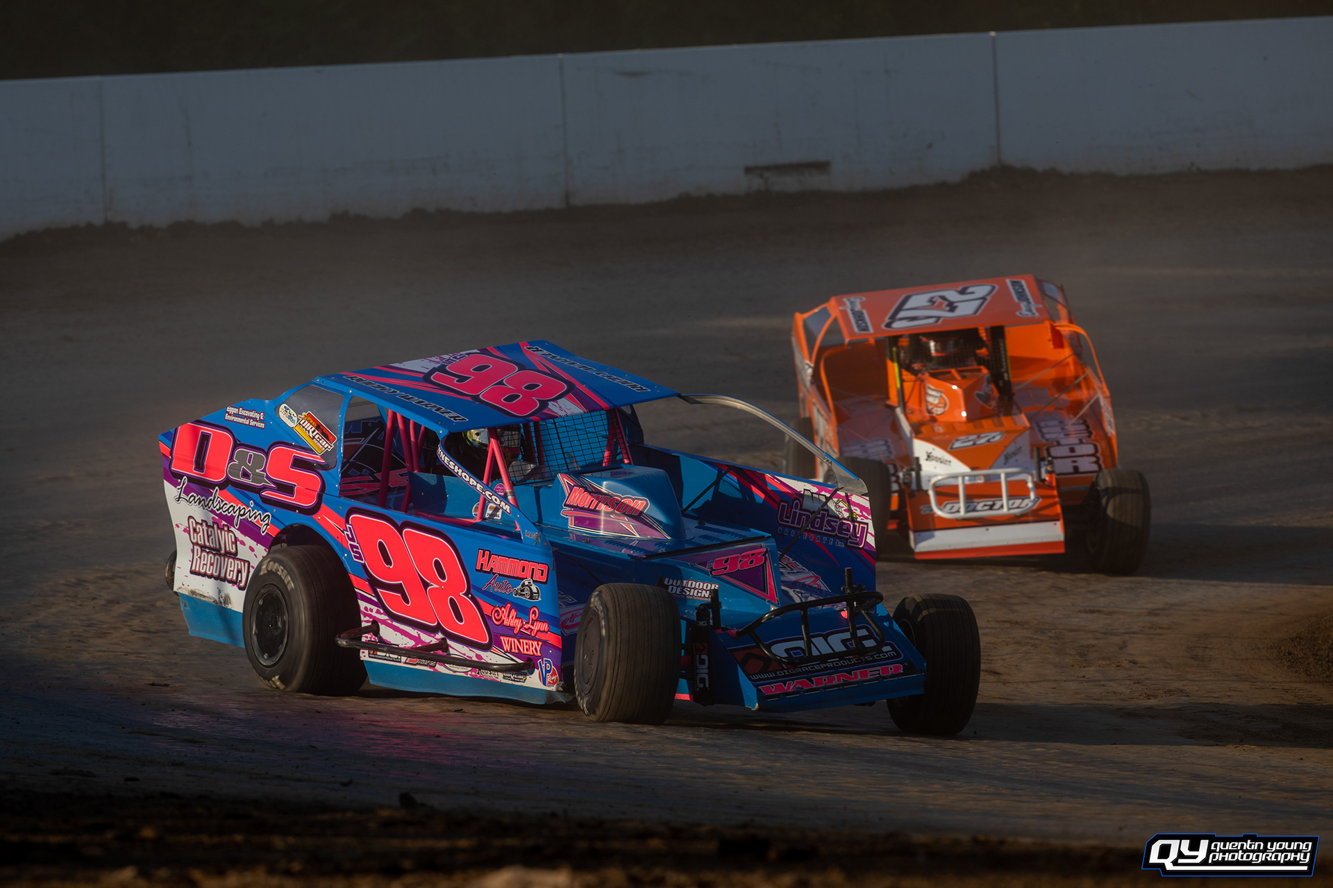 #JS98 Rocky Warner. #27J Danny Johnson. Weedsport Speedway SDS. 9/11/21