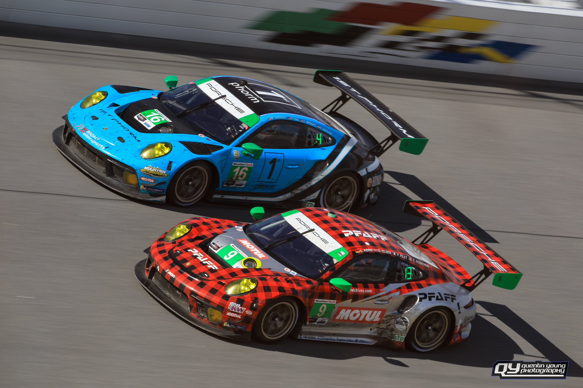 #9 Pfaff Motorsports Porsche 911 GT3.R. #16 Wright Motorsports Porsche 911 GT3.R.