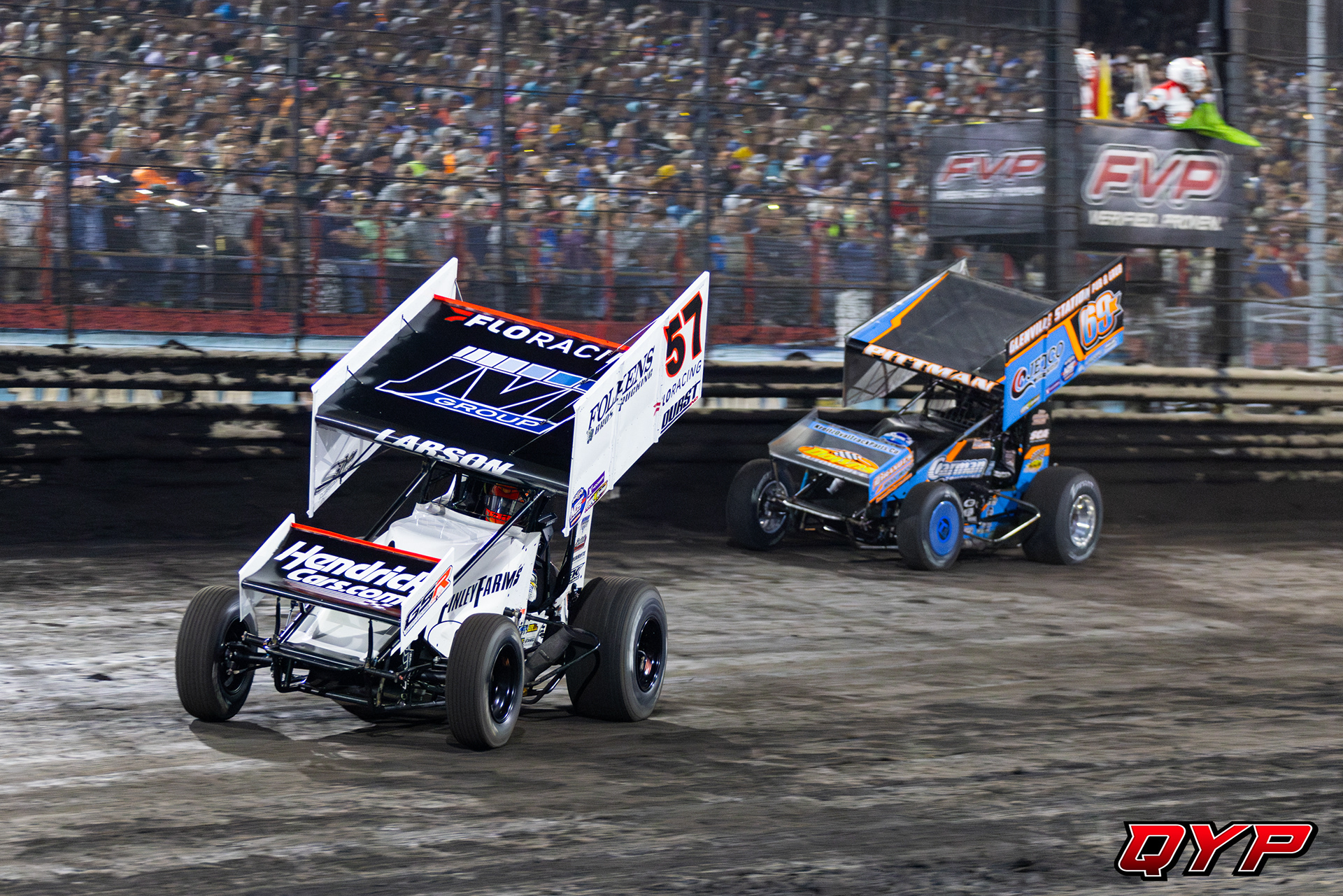 #57 Kyle Larson. #69k Daryn Pittman. Knoxville Raceway. 8/10/24