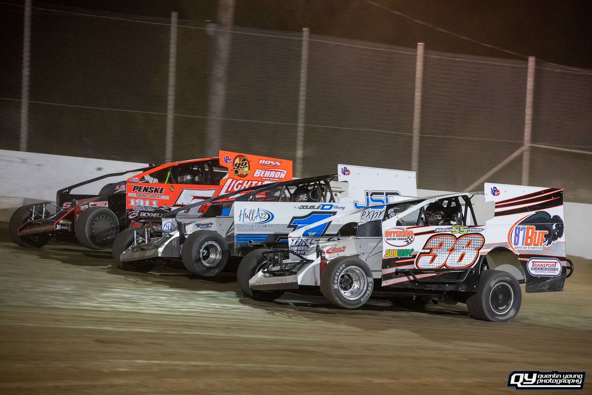 #38 Ryan Susice . #1 Willy Decker. #5H Chris Hile. Fulton Speedway Outlaw 200. 10/2/21