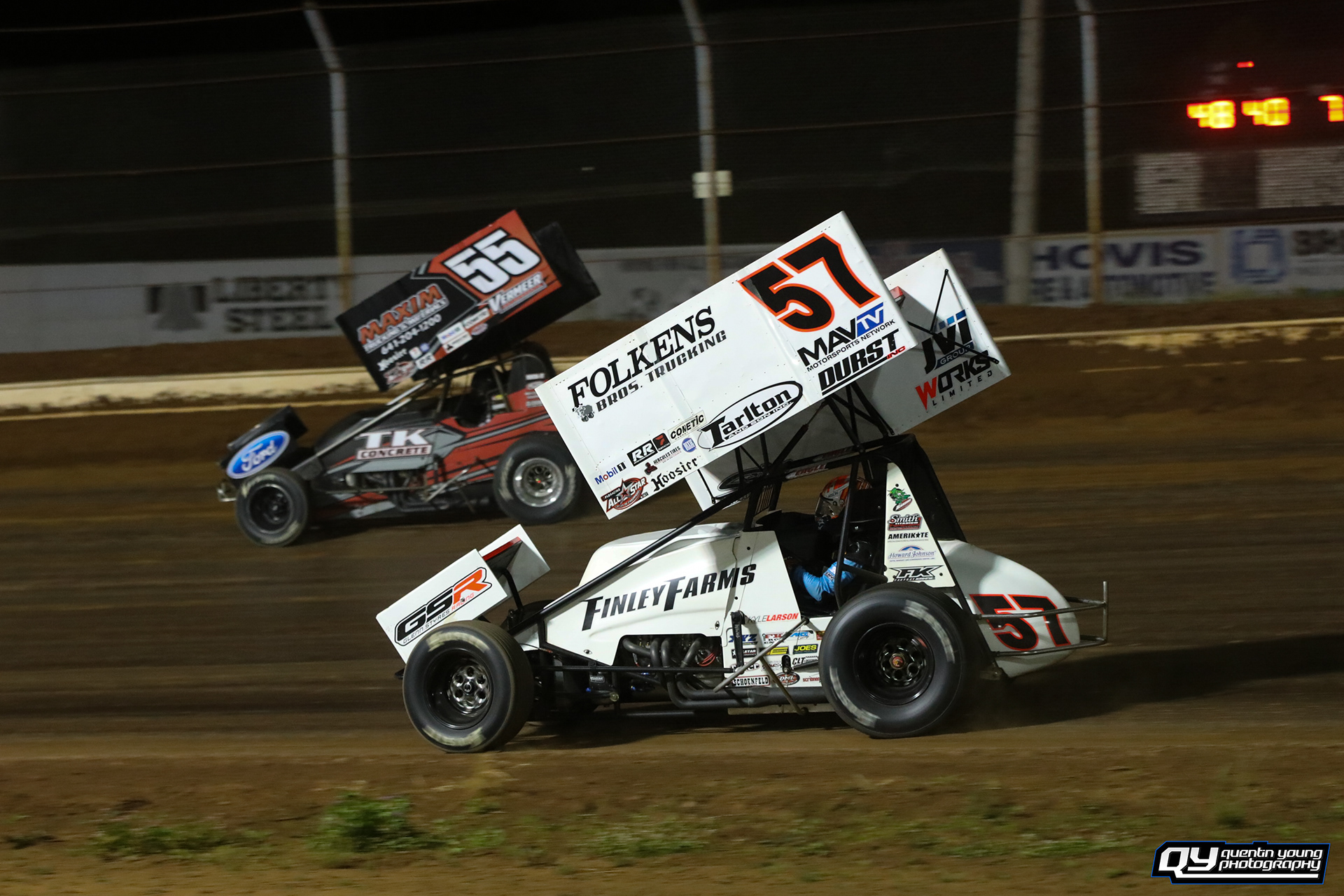 #57 Kyle Larson. #55 Hunter Schuerenberg. Sharon Speedway ASCoC. 6/15/21