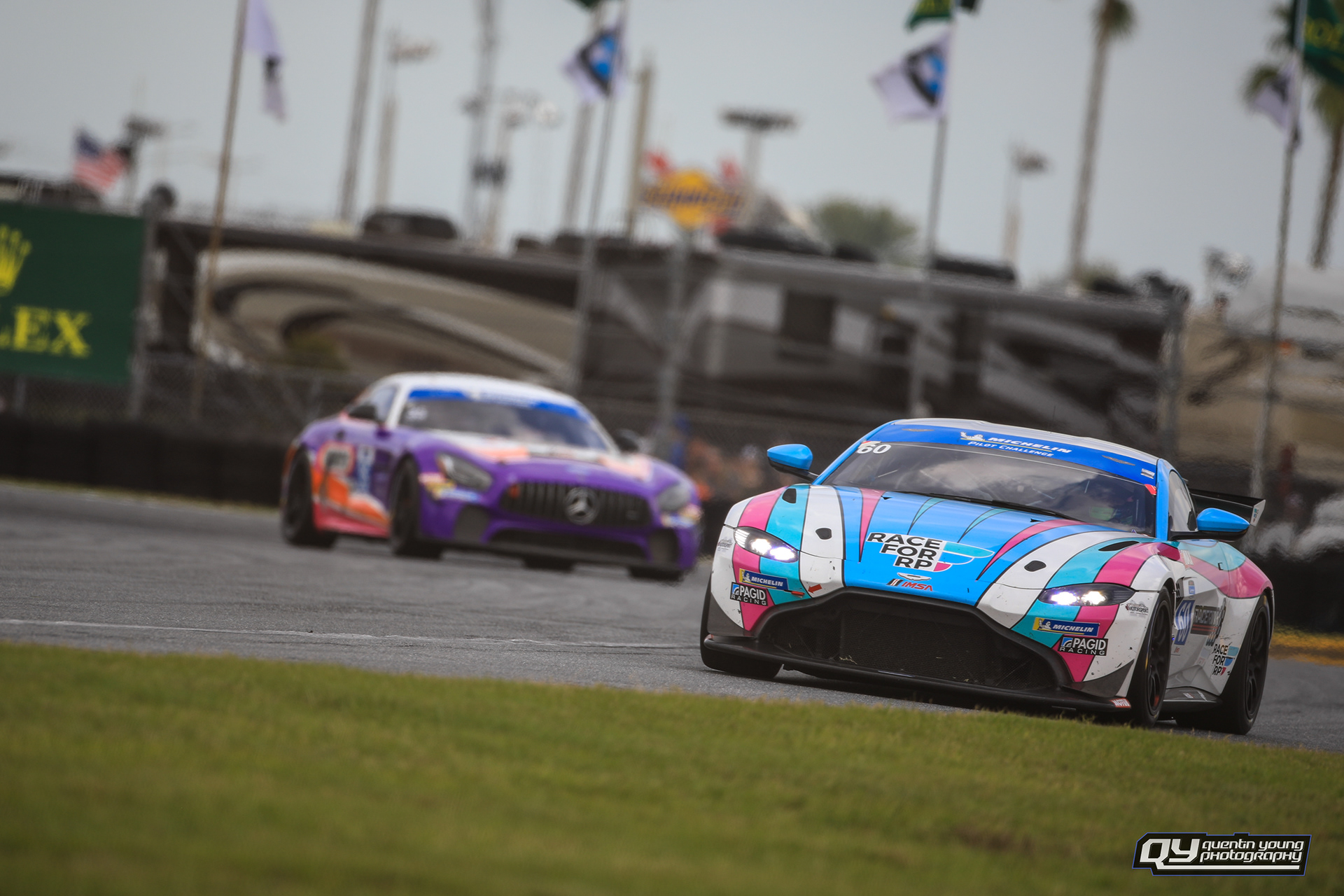 #60 KOHR Motorsports Aston Martin Vantage GT4. #35 Riley Motorsports Mercedes-AMG GT GT4.