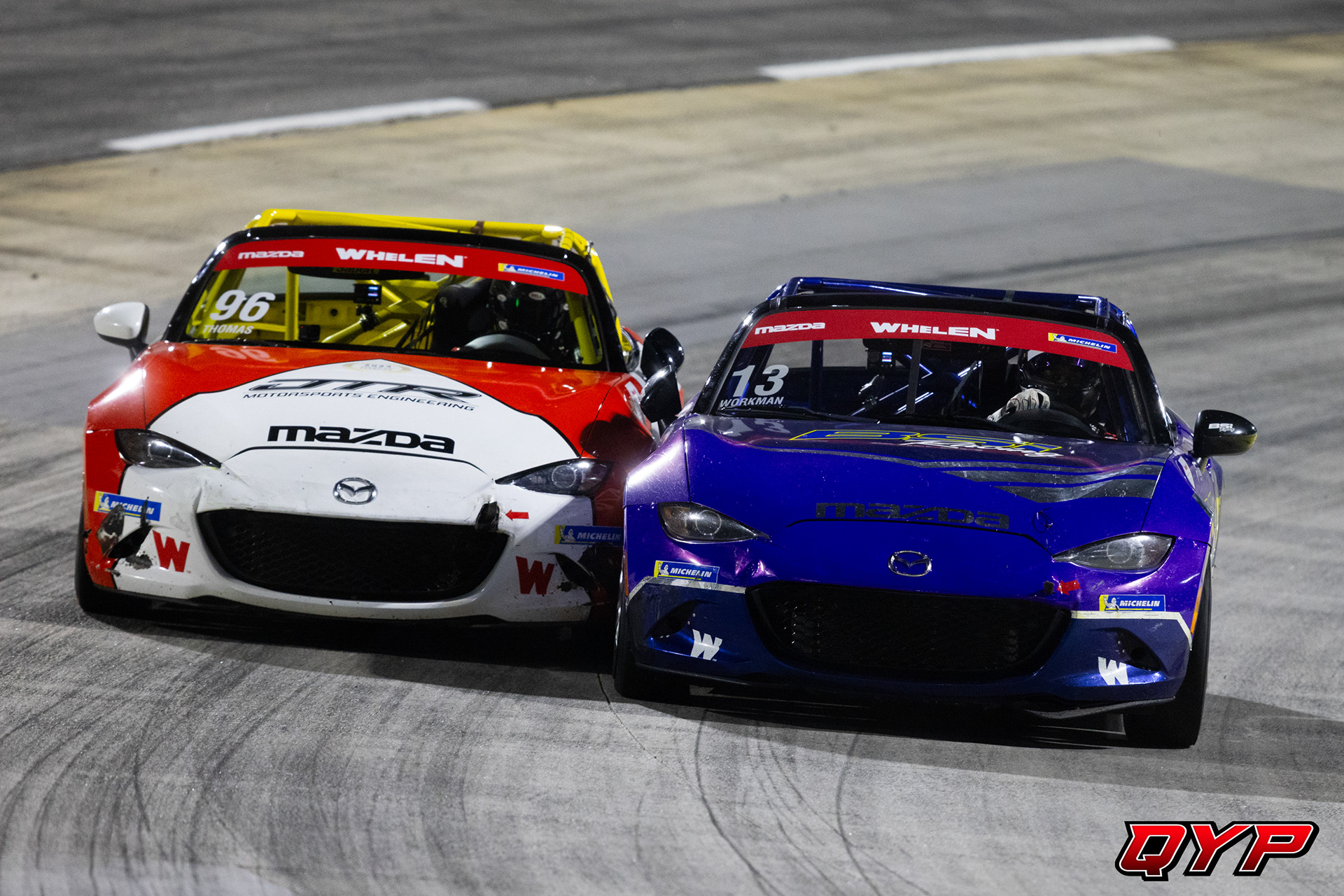 #13 Westin Workman. #96 Jared Thomas. Martinsville Speedway MX5 Cup. 10/26/24