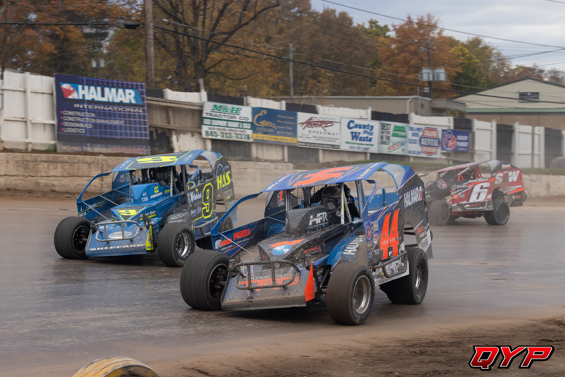#44 Stewart Friesen. #9S Matt Sheppard. #6 Mat Williamson. Orange County Fair Speedway. 10/23/22