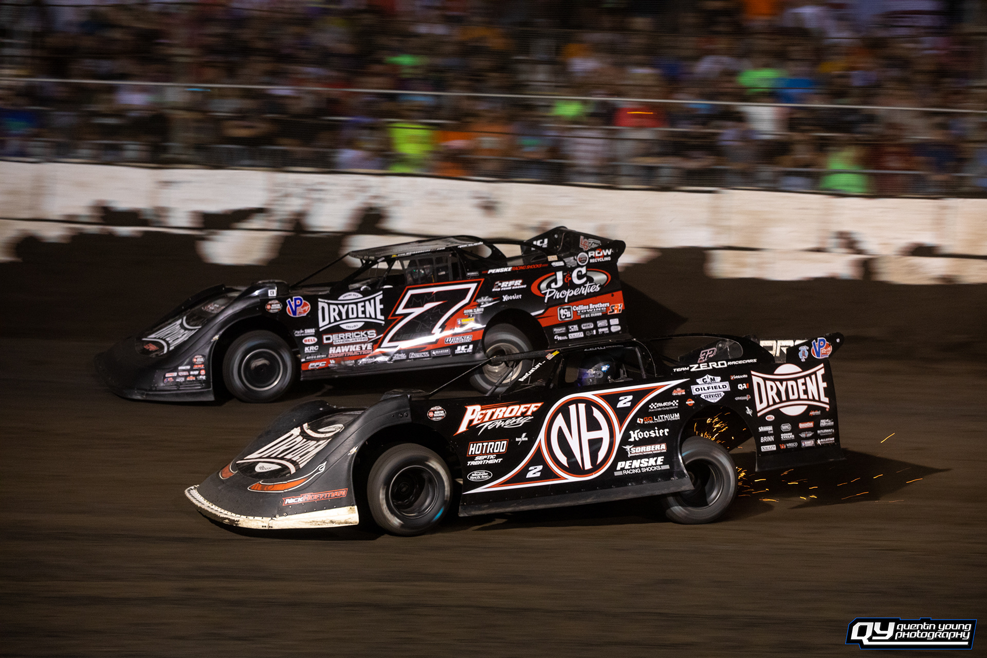 #2 Nick Hoffman. #7 Ricky Weiss. Fairbury American Legion Speedway WoO. 7/30/21
