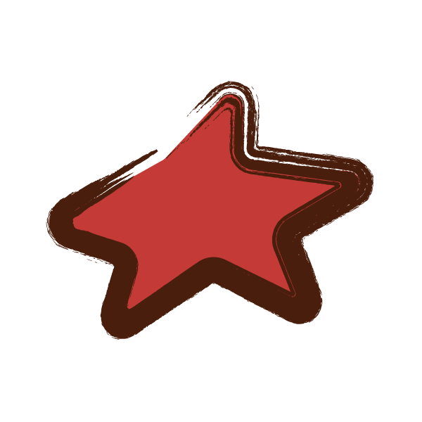 Red star with hand-drawn outline