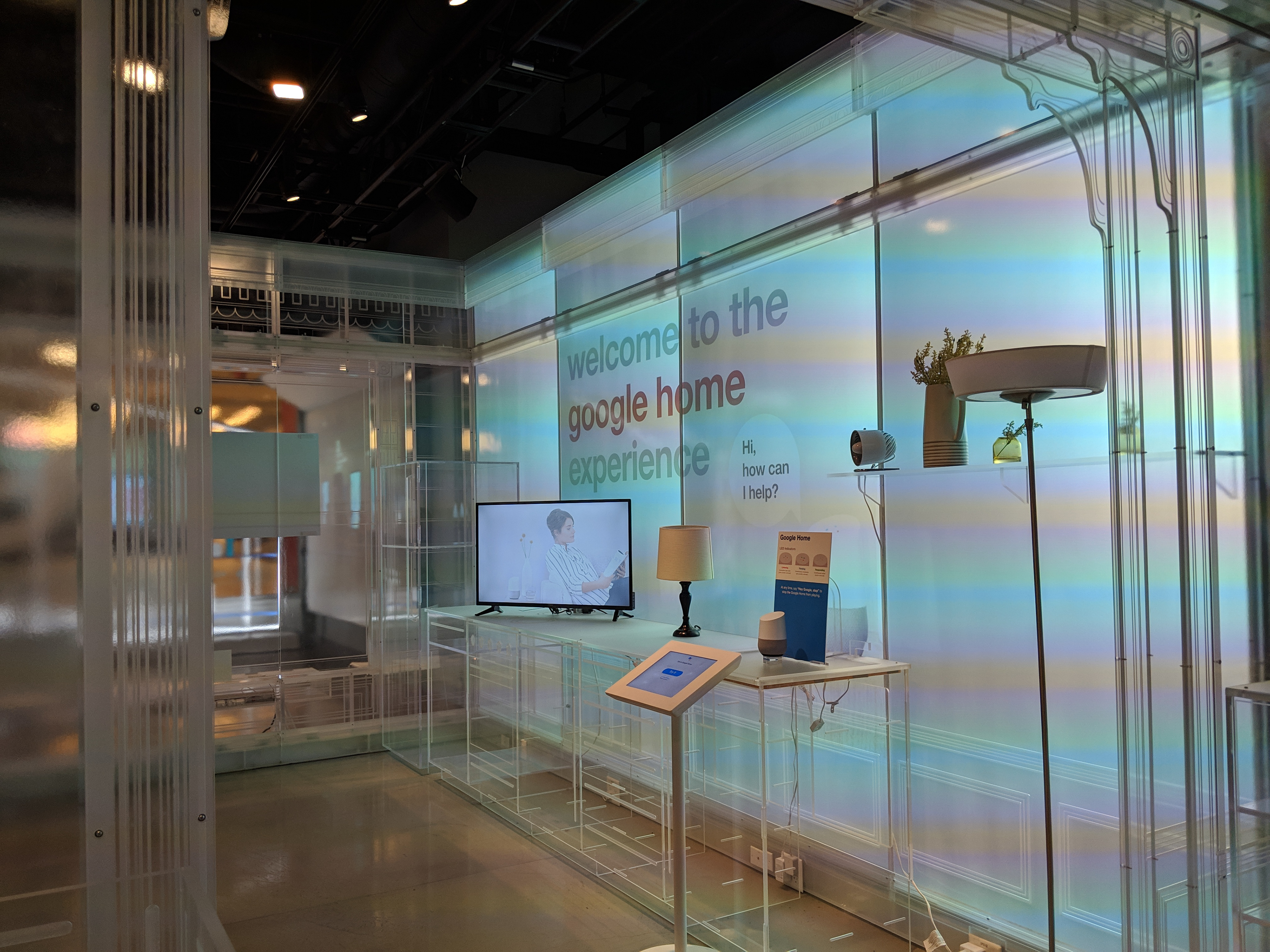 Items that can be controlled by voice include the TV, the lights and the fan