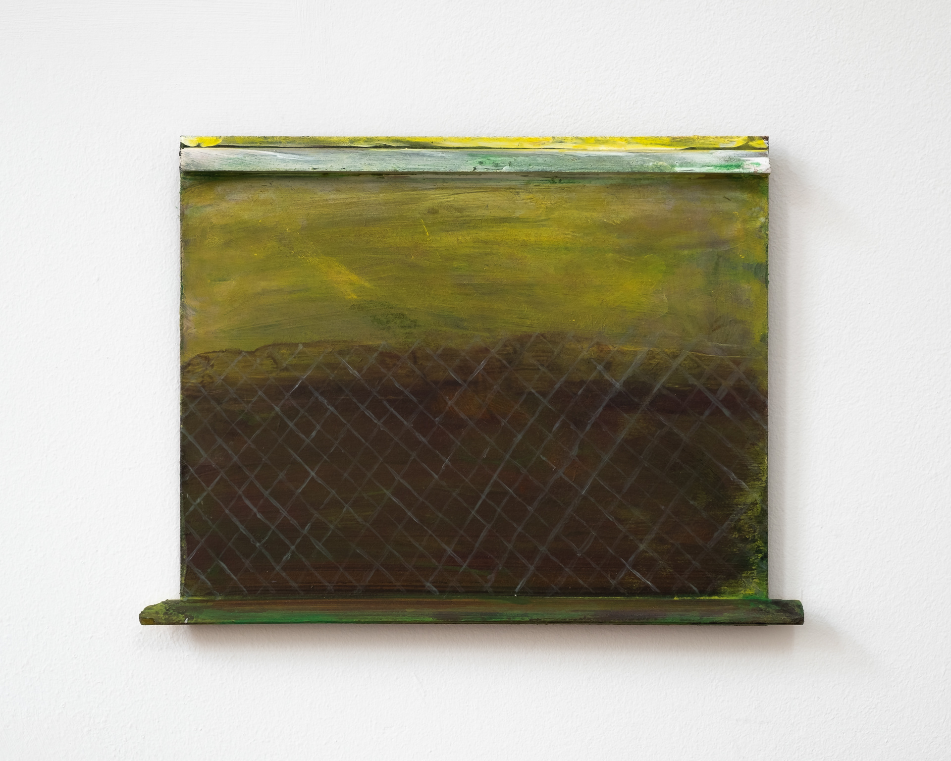 "Chain link fence", 16.5 x 22.5 cm, acrylic on board, 2024