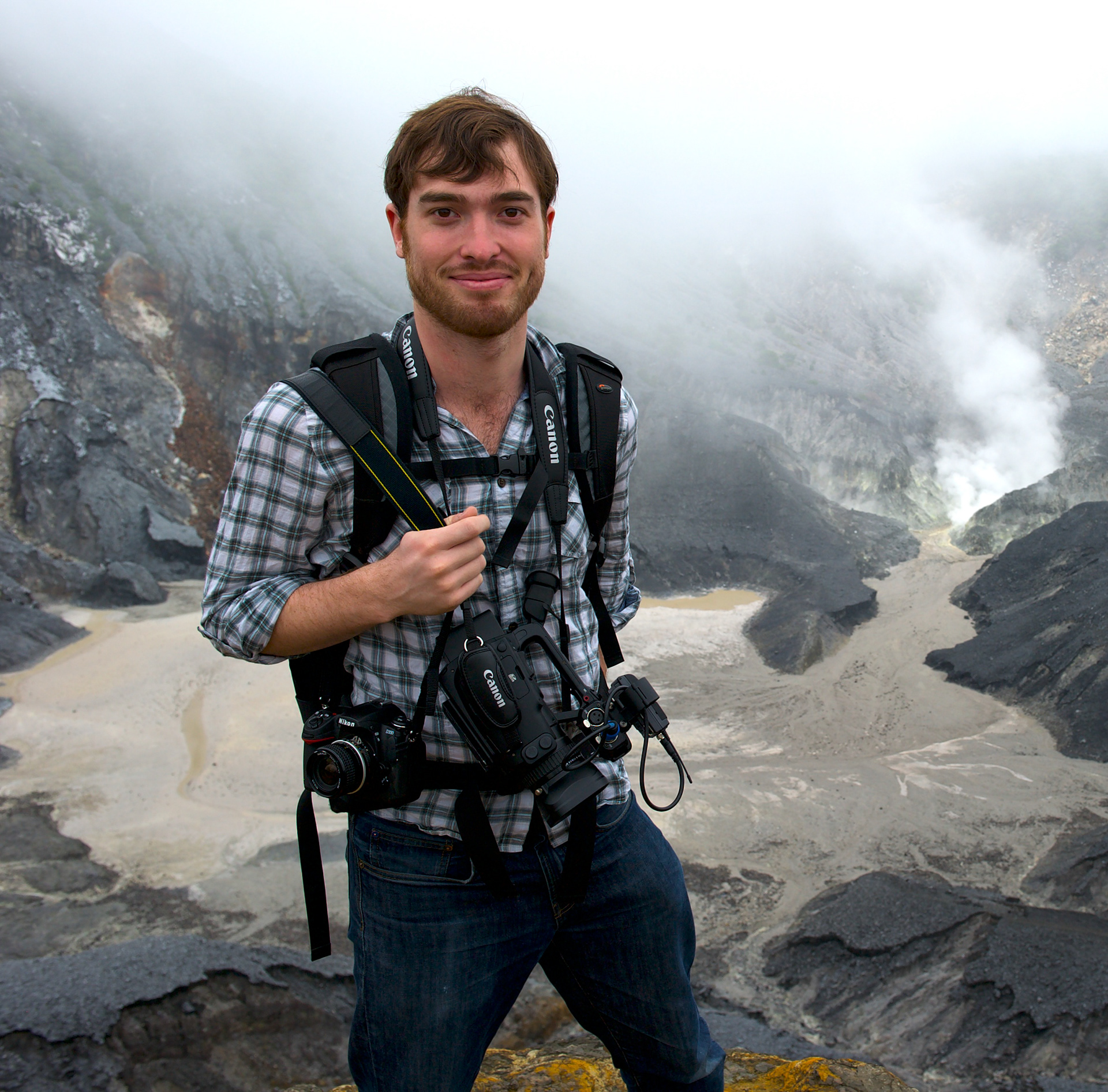 Filming in a volcano, Indonesia.