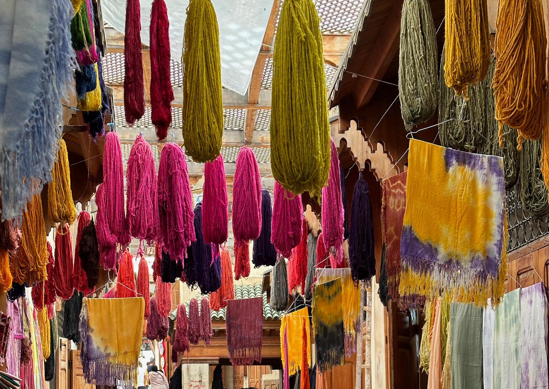 Yarn Drying Outside Dyer's Workshop, Fes Medina