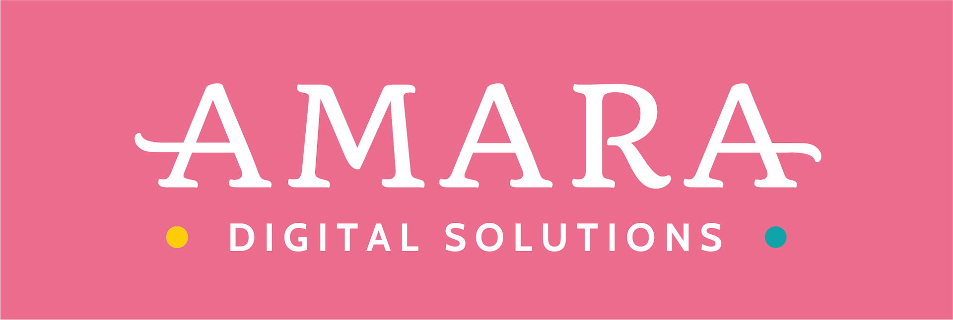 Text based logotype on pink background for Amara Digital Solutions.