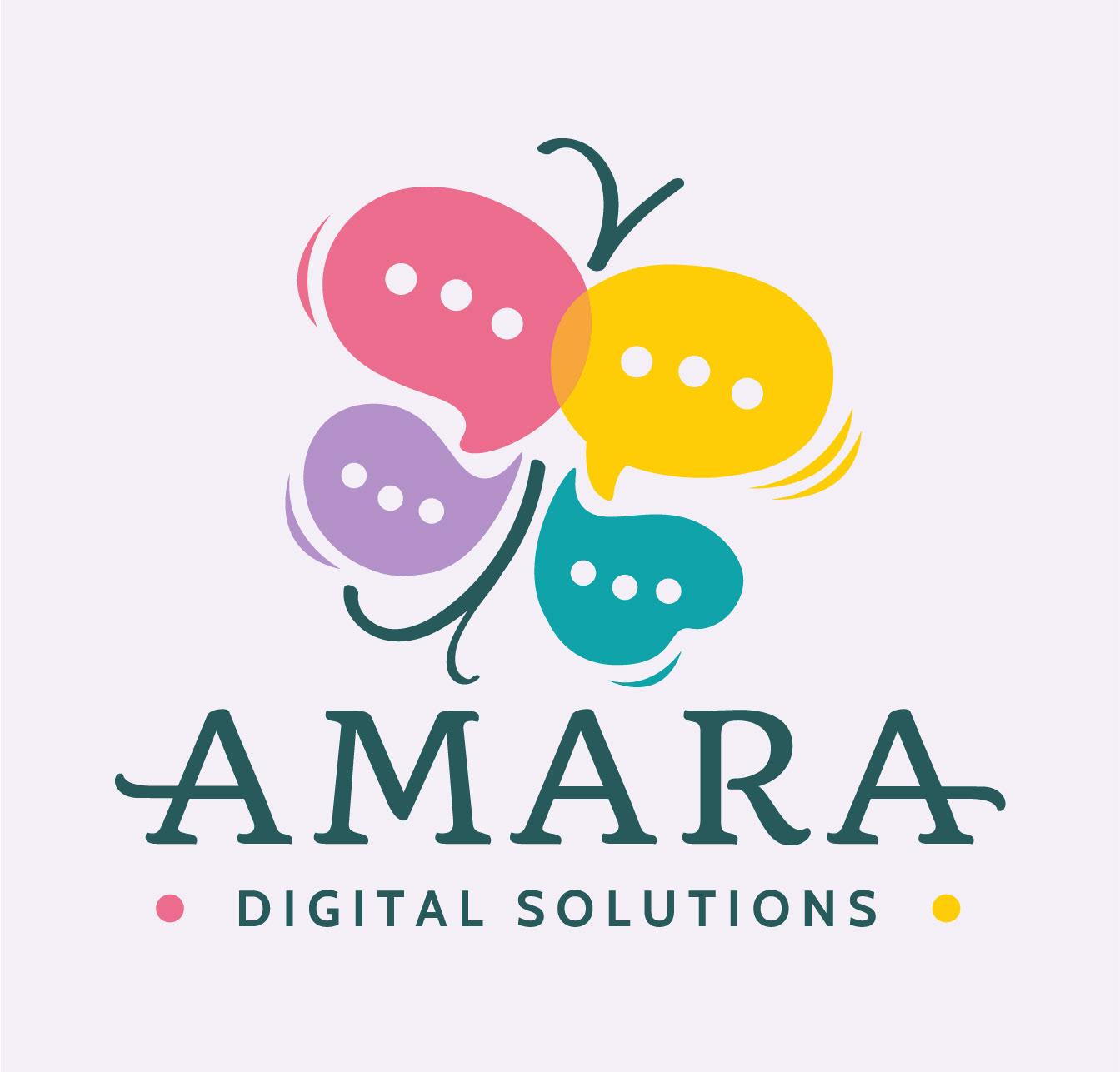Logo design for Amara Digital Solutions on lilac background.