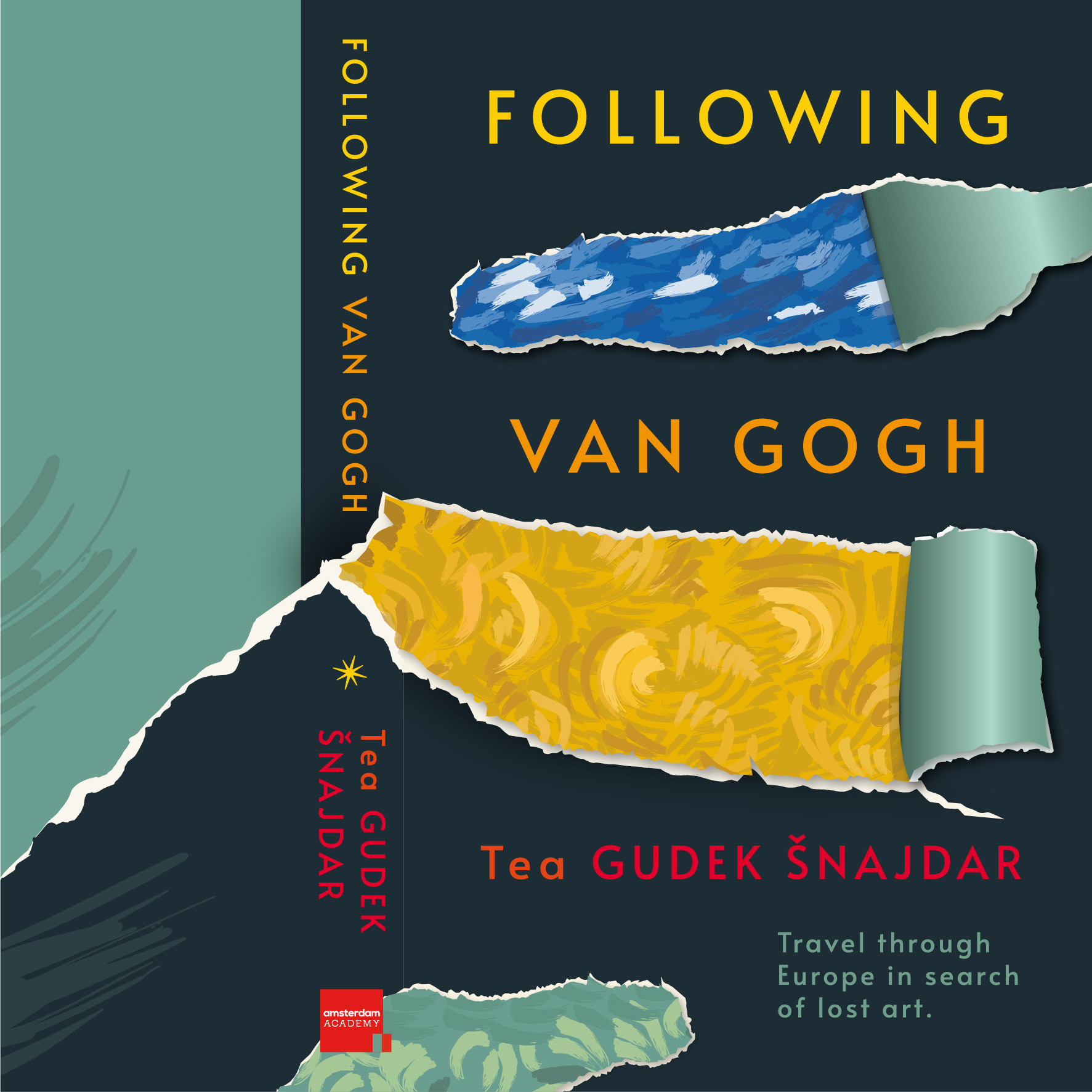 Front cover and spine design of the book Following Van Gogh by Tea Gudek Šnajdar.