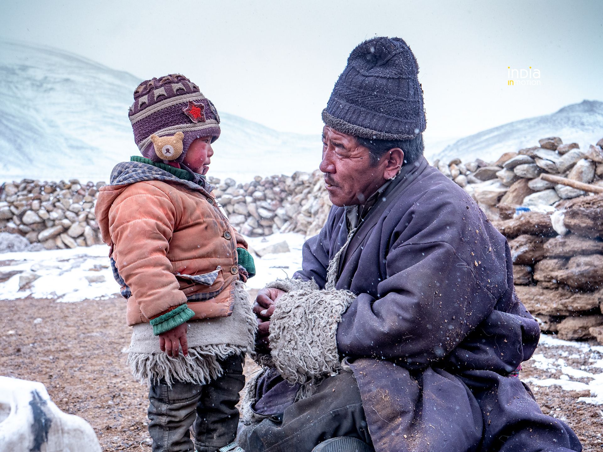 Karma Tundup with his grandson at the Nanjungrak village