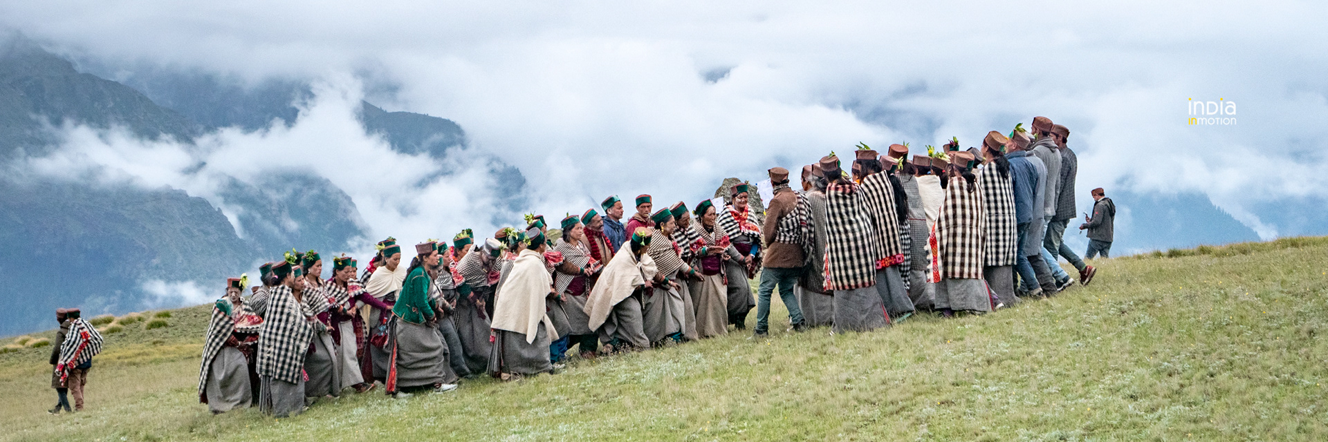 The villagers of Pangi performing the Kayang Dance at their Piri festival grounds.
