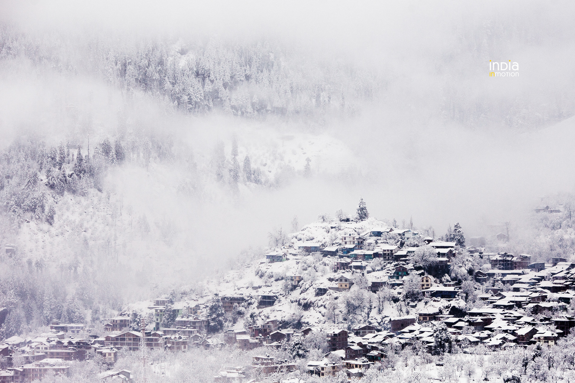 Old Manali after a fresh snowfall.