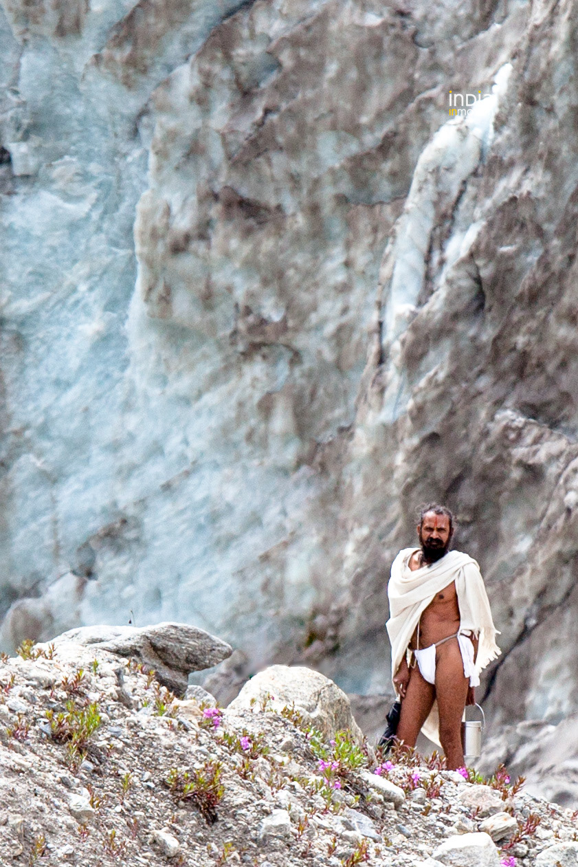 A sadhu at the Gaumuk Glacier