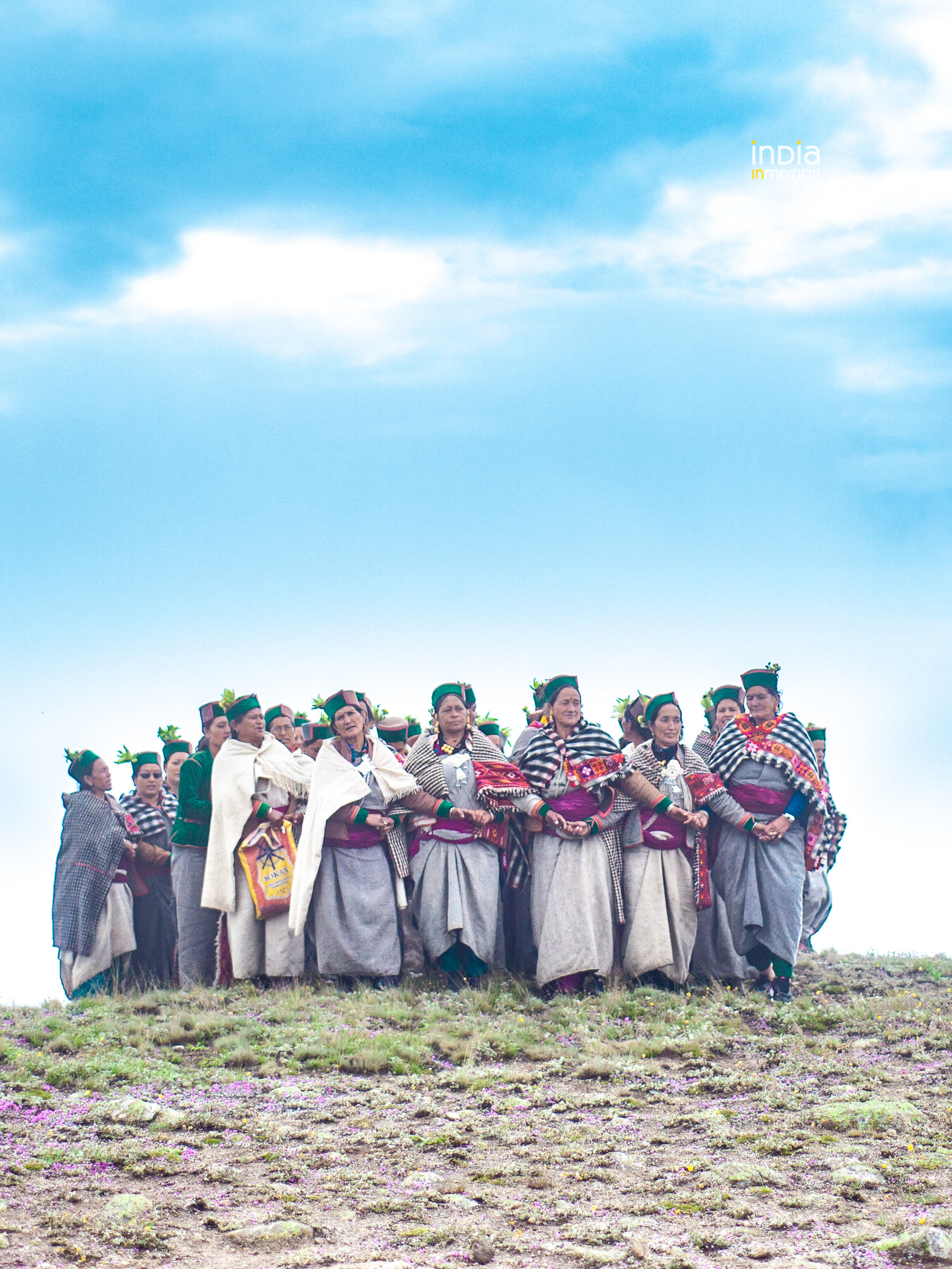 The villagers of Pangi performing the Kayang Dance at their Piri festival grounds.
