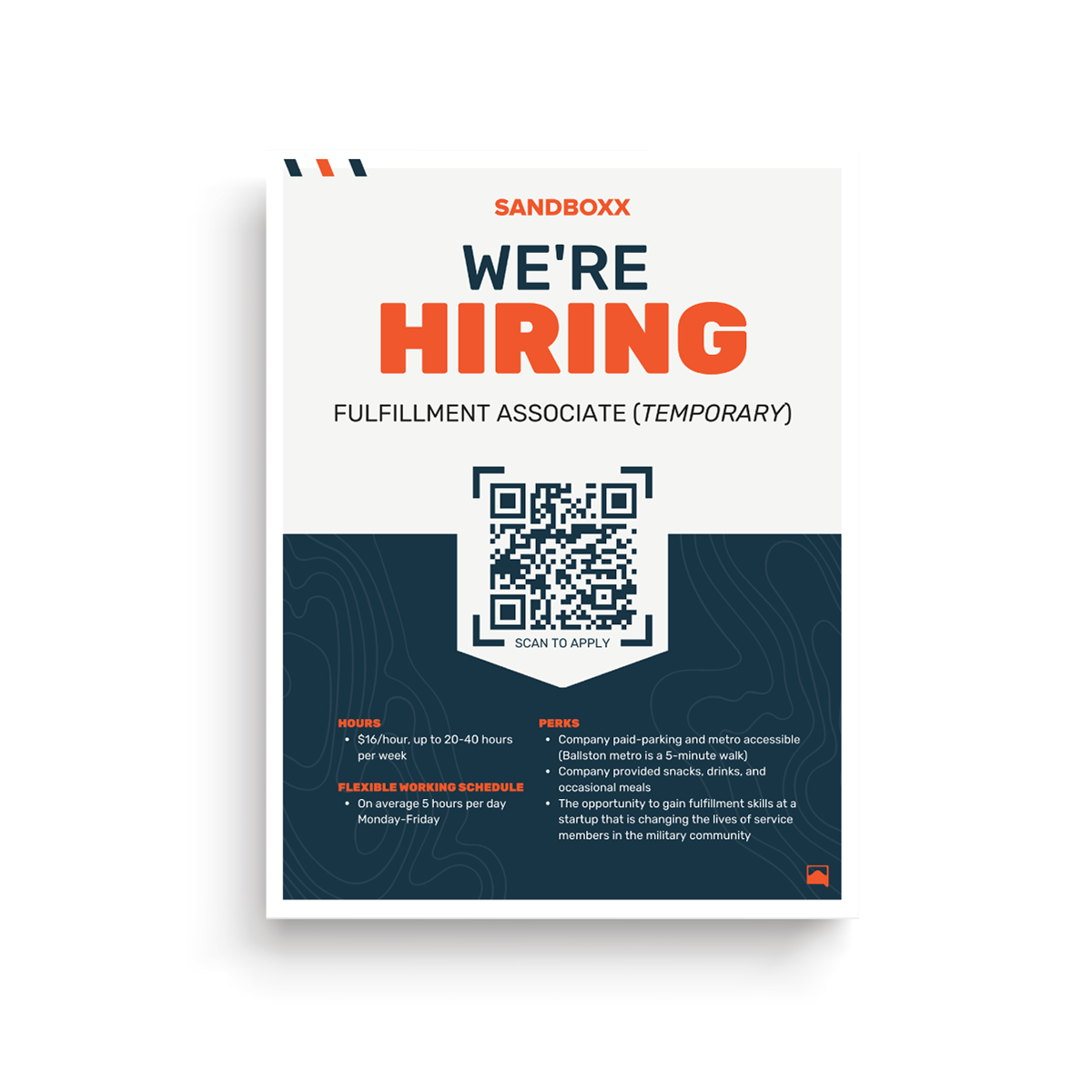 Hiring flyer printed and placed in the local area. A new hire was brought on within 2 weeks.