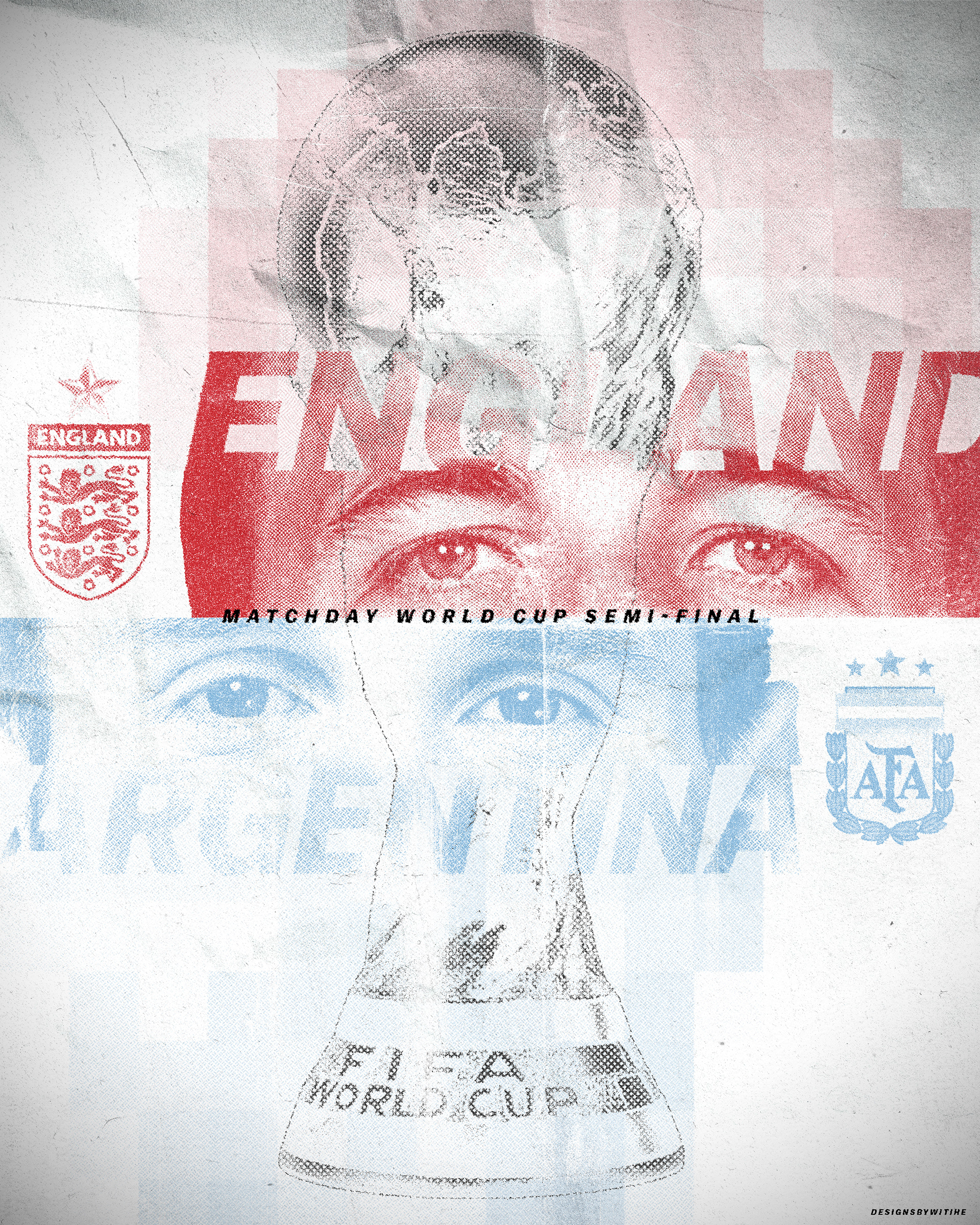 England v Argentina Match Day Poster