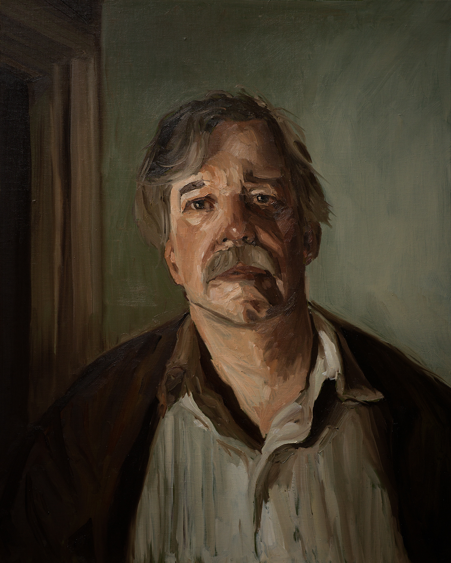 My neighbor, John, 16x20in. Oil on linen pane.