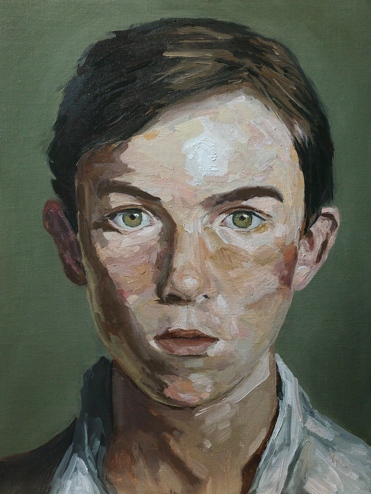 Green Eyed Boy, 11x14in. Oil on linen panel