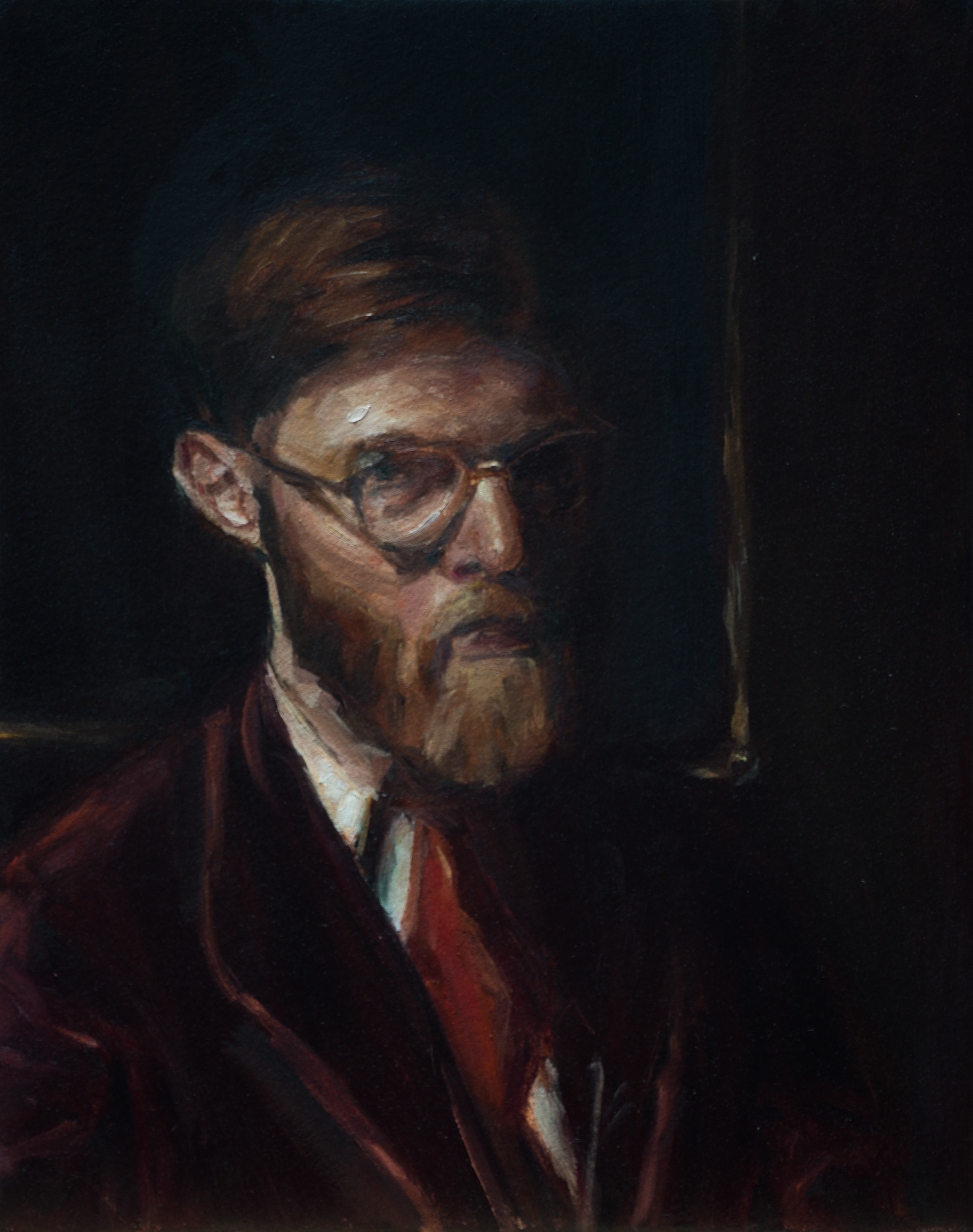 Self portrait as Max Meldrum, 8x10in. oil on paper